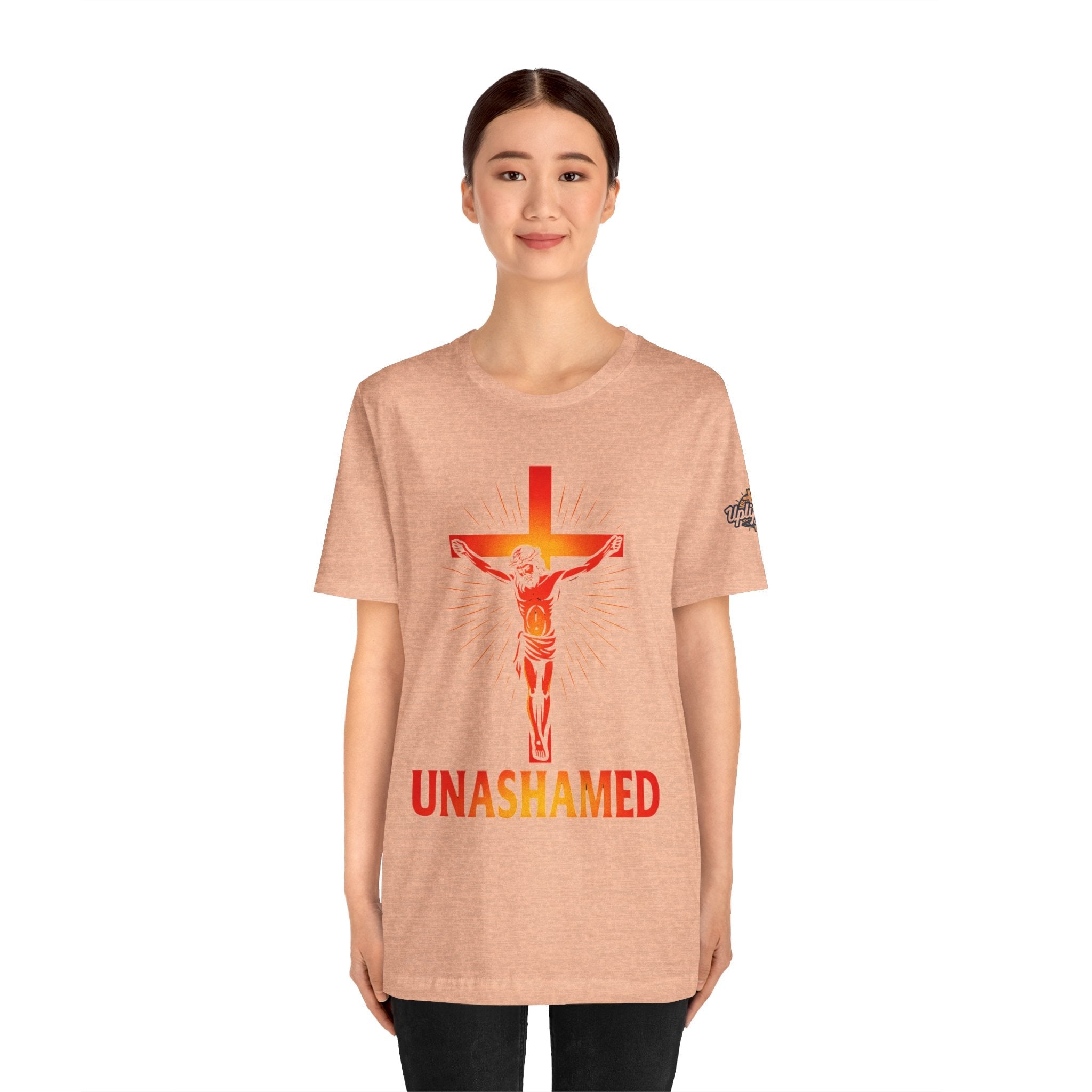 Unashamed T-shirt – Romans 1:16 Crucifixion Christian t-shirt for Bold Unwavering Faith Printify