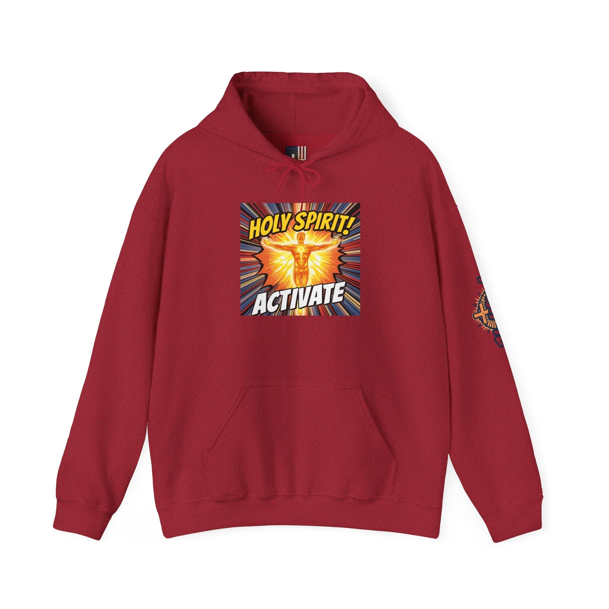 Holy Spirit Activate Hoodie – Superhero Christian Sweatshirt with Vibrant Power-Up Design for Faith-Fueled Boldness Printify