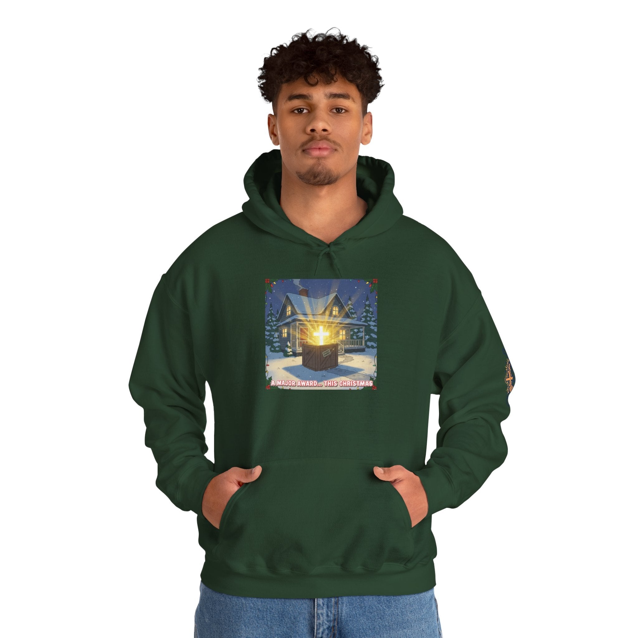 A Major Award This Christmas Hoodie – Fragile Leg Lamp Parody Cross Unboxing Christian Sweatshirt for Hilarious Faith & Holiday Glow Printify
