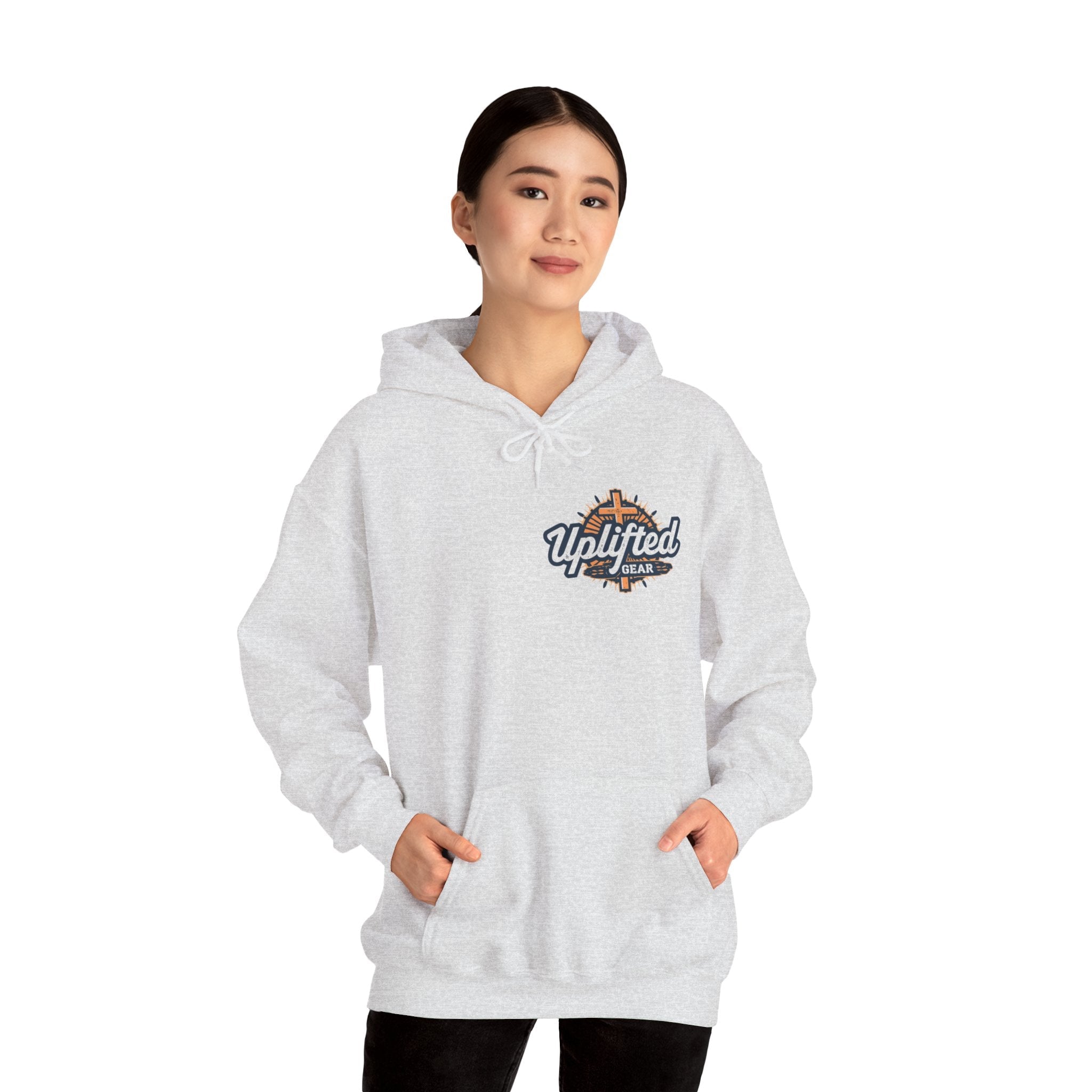 Walk by Faith Hoodie – Cross & Footprints Christian Hoodie for Cozy Inspiration Printify