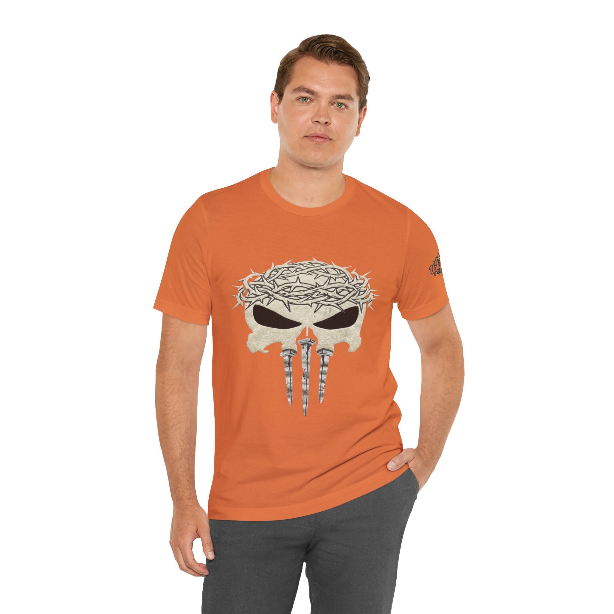 Christian Skull T-shirt - Crown of Thorns & Nails - Warrior Faith T-shirt Printify