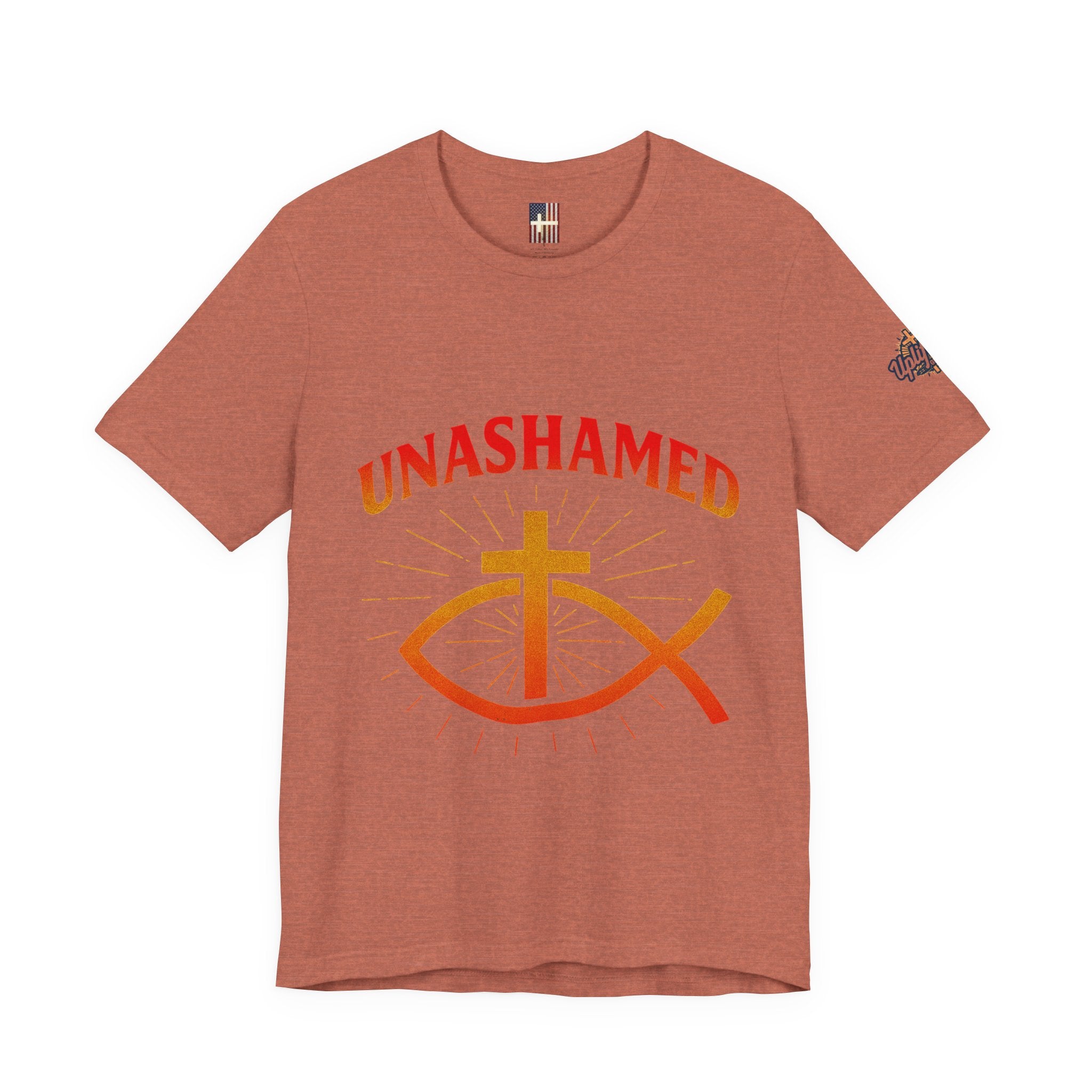 Unashamed T-shirt – Ichthys Jesus Fish & Cross Christian T-shirt for Romans 1:16 Bold Faith Printify