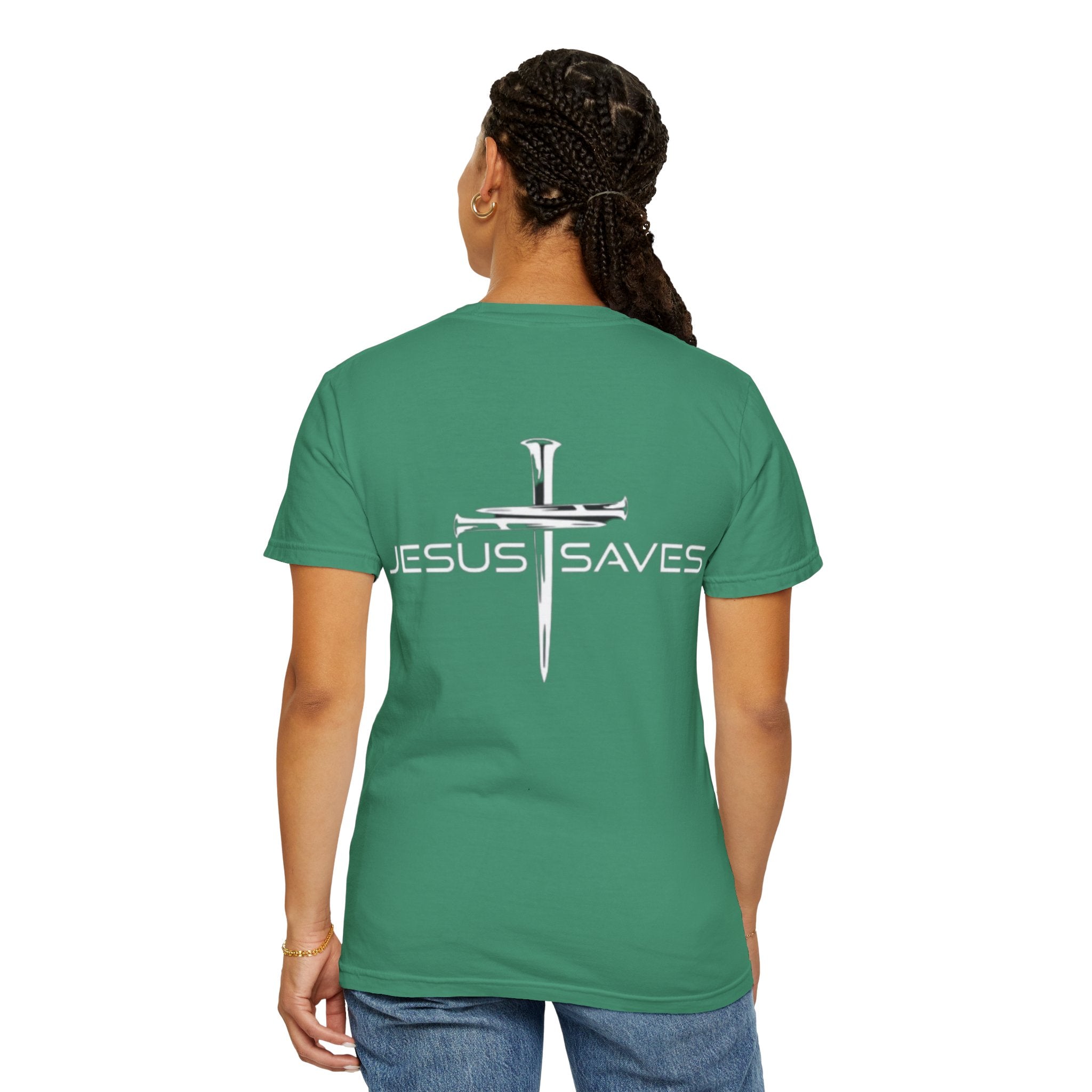 Jesus Saves T-shirt – 3 Nails Crucifix Cross Christian T-shirt for Redemption Faith & Bold Salvation