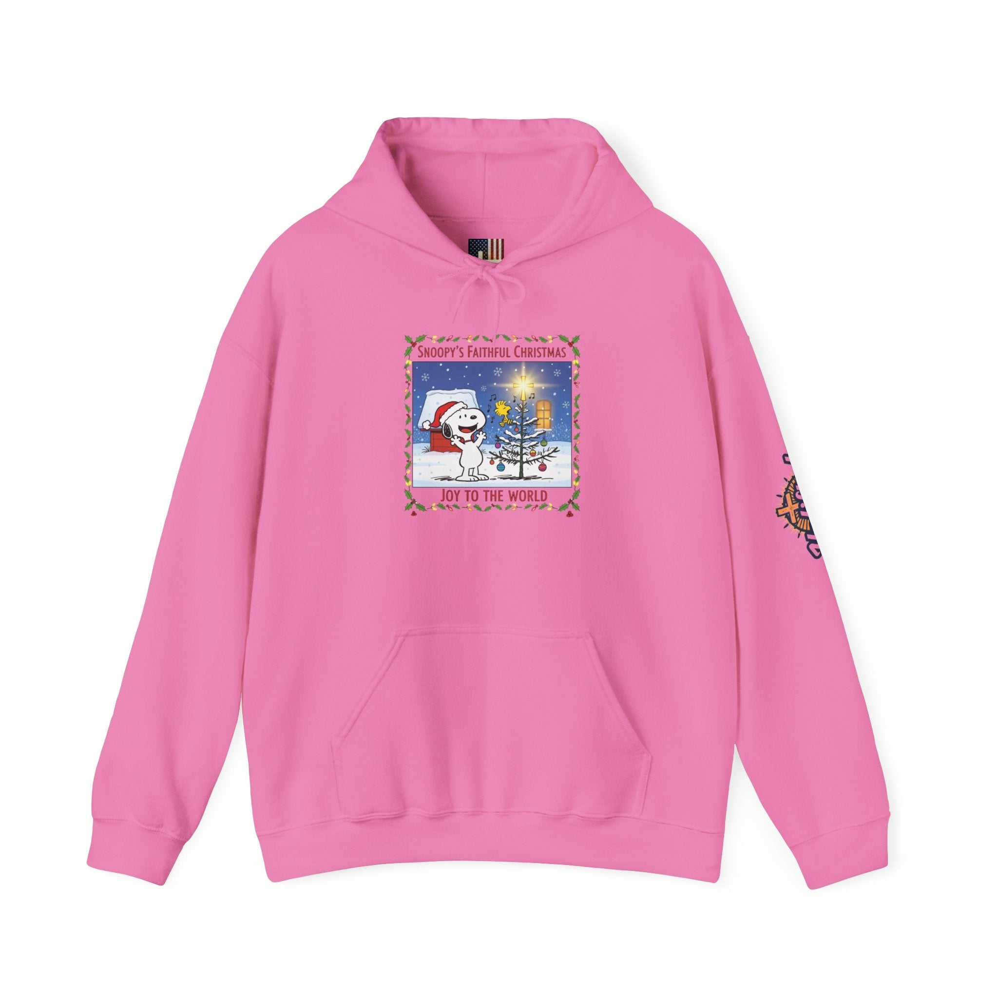 🎄 Faithful Christmas Friends – Christian Holiday Hoodie | Festive Tree & Cartoon Duo | Heartwarming Christmas Tee by Uplifted Gear Printify