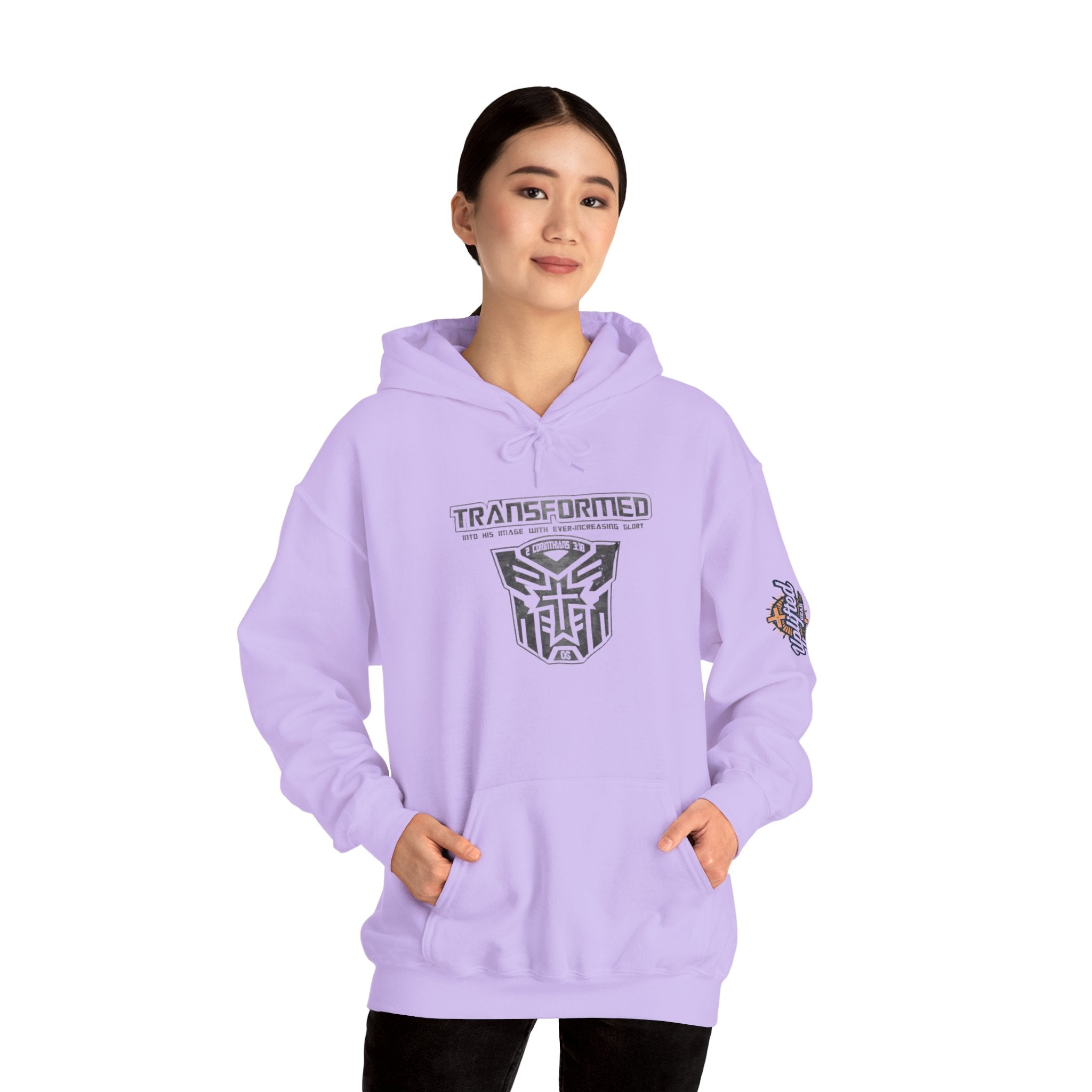 Transformer Logo Christian Hoodie | 2 Corinthians 3:18 Bible Verse Hoodie Printify