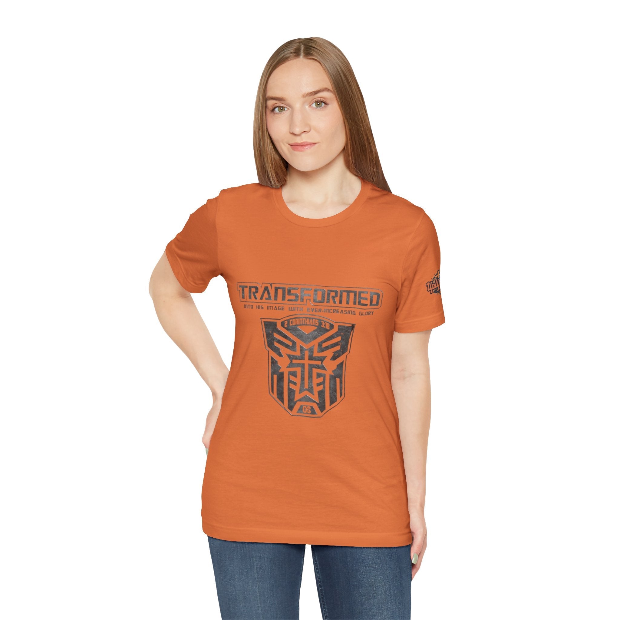 Transformer Logo Christian T-shirt | 2 Corinthians 3:18 Bible Verse T-shirt Printify