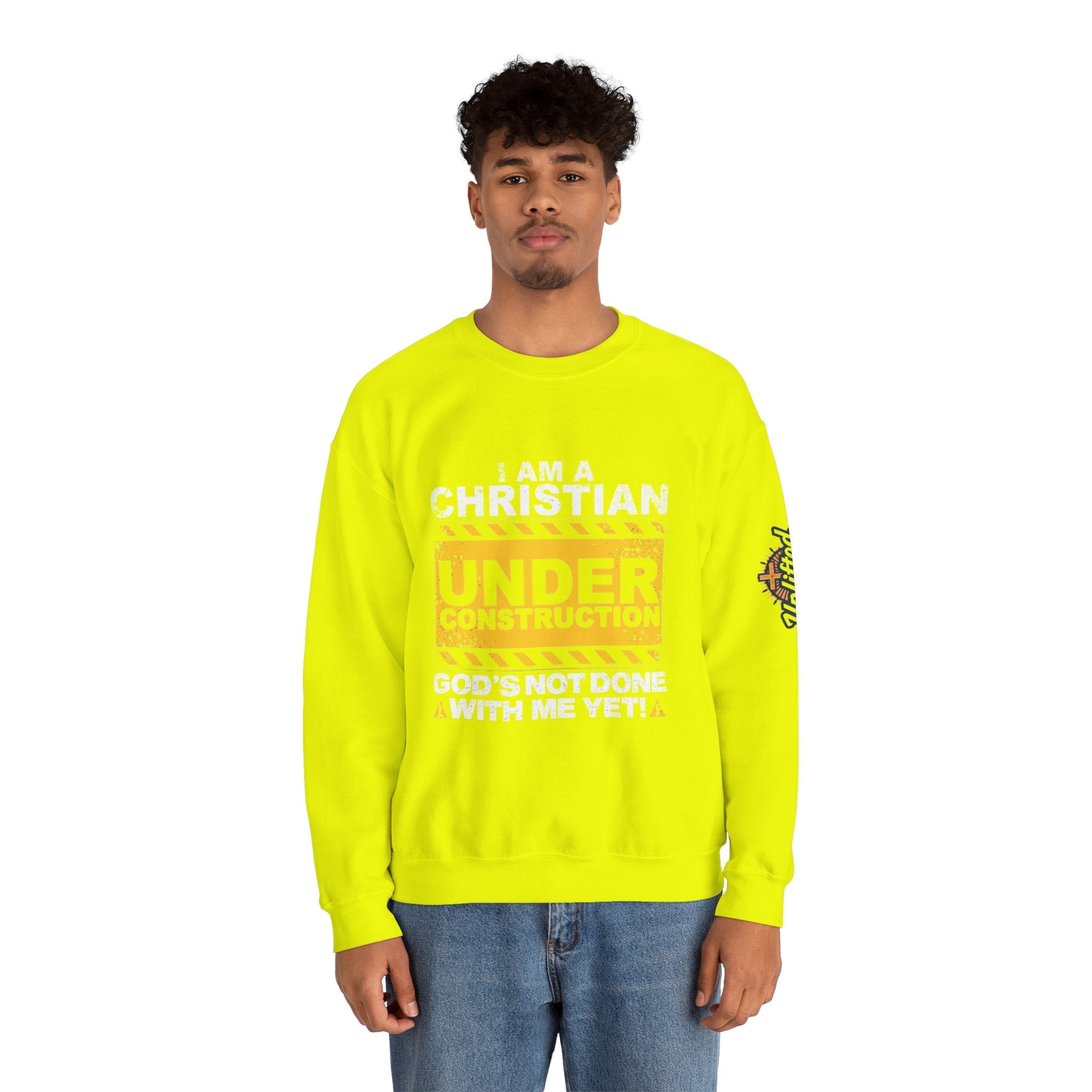 Christian Under Construction Sweatshirt | God Is Not Done With Me Yet Sweatshirt Printify