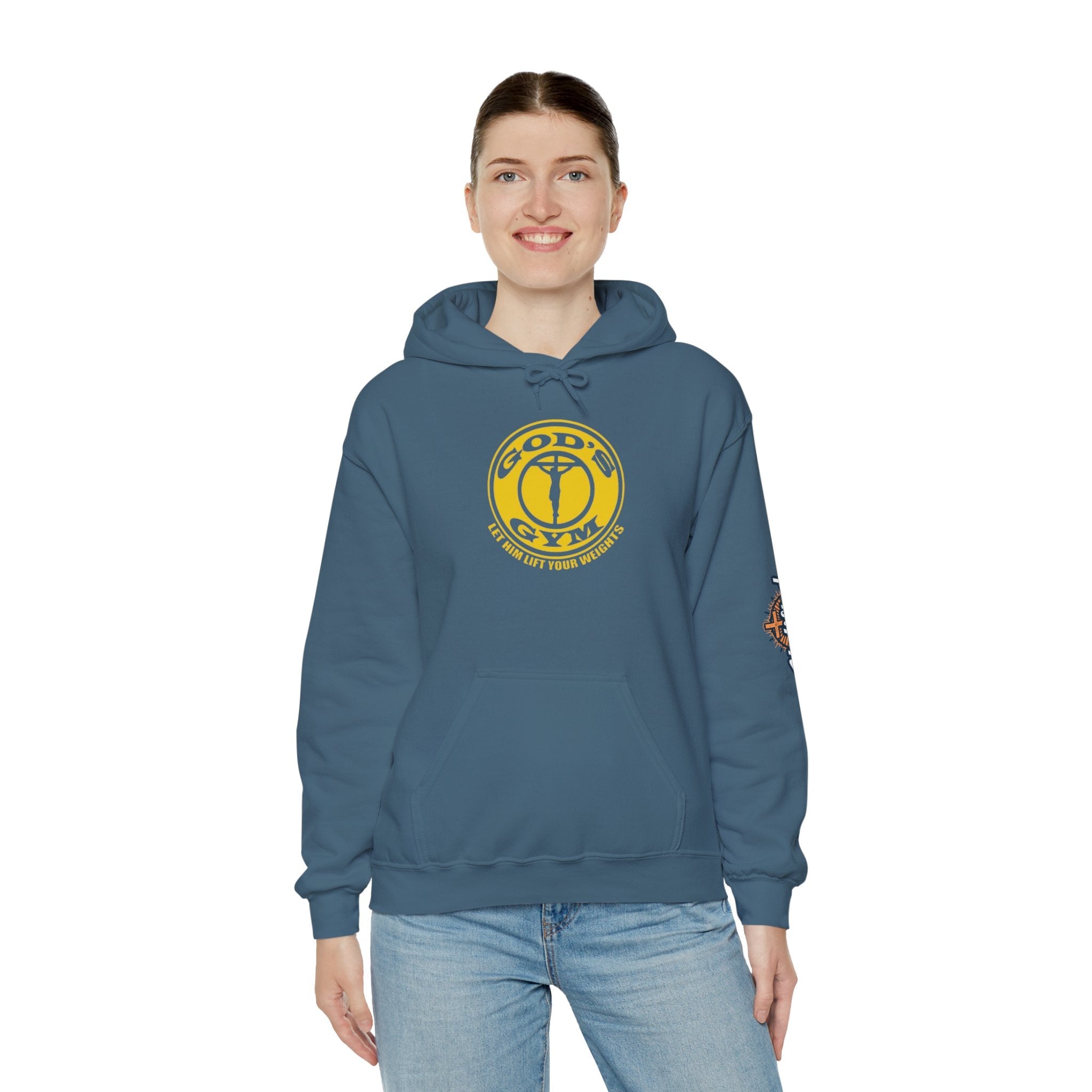 God's Gym Hoodie — "Let Him Lift Your Weights" Christian Fitness Hoodie Printify
