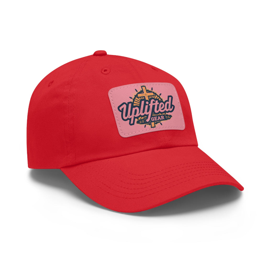 Uplifted Gear Leather Patch Dad Hat — Vintage Aviation Logo Cap Printify