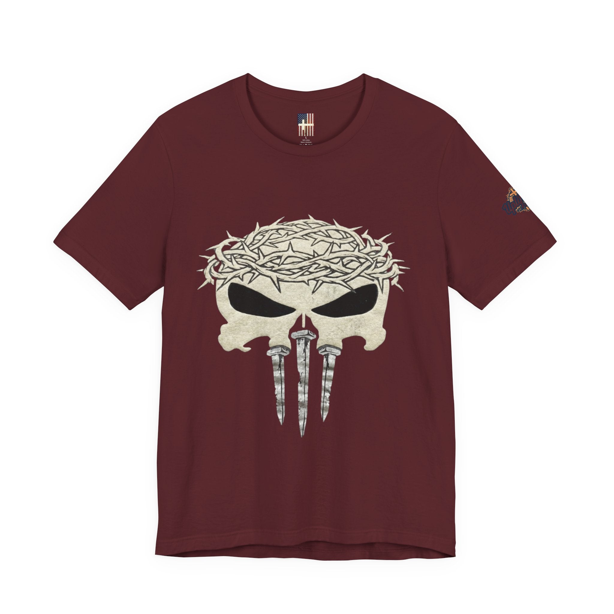 Christian Skull T-shirt - Crown of Thorns & Nails - Warrior Faith T-shirt Printify