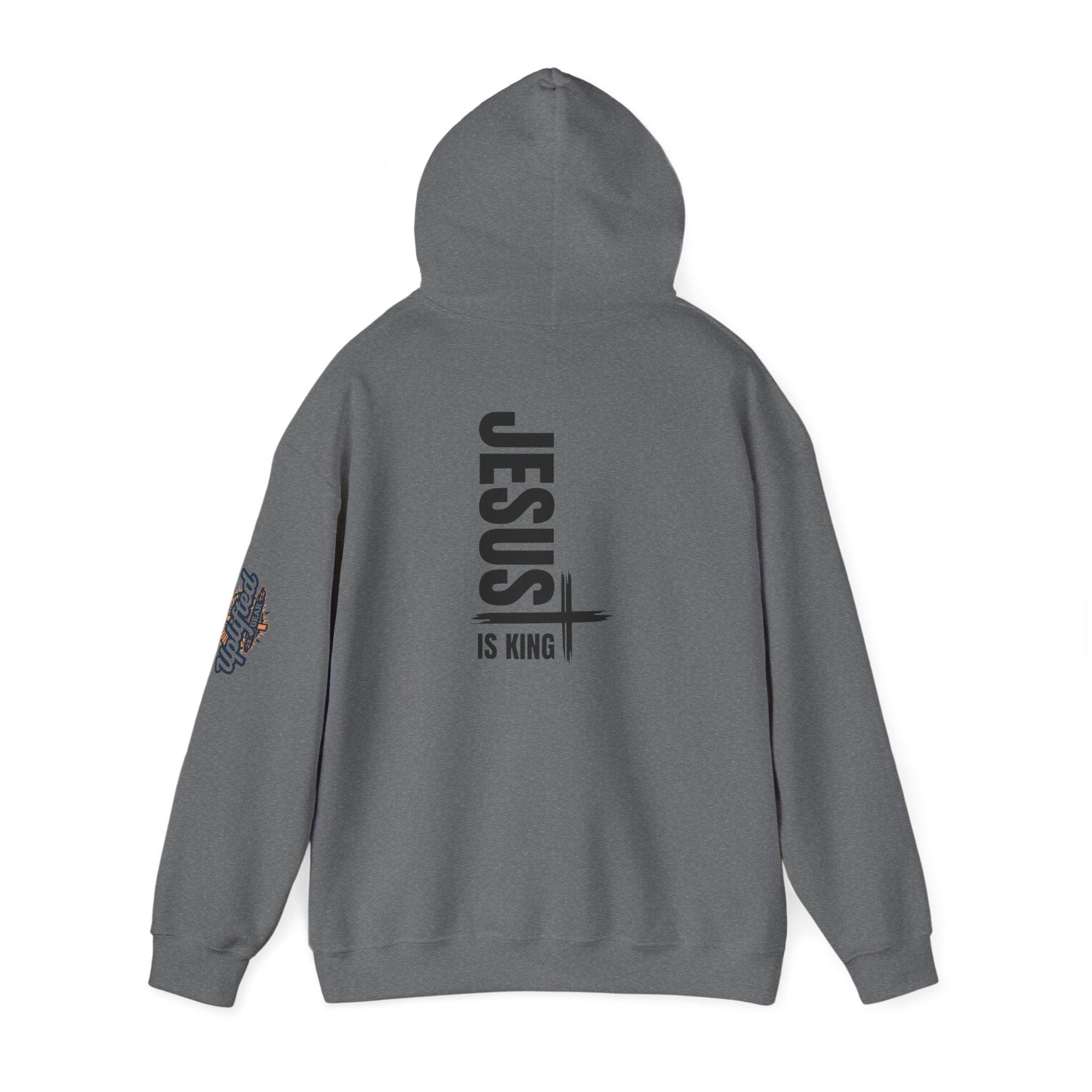 Jesus Is King Hoodie | Modern Typographic Cross Christian Hoodie Printify