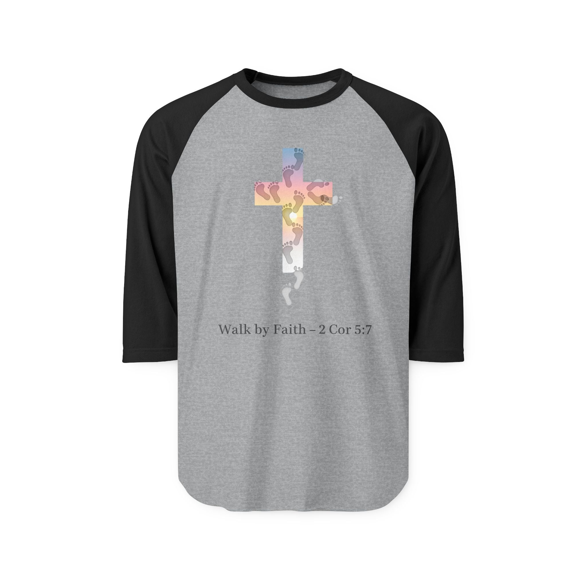Walk by Faith T-Shirt – Cross & Footprints Christian Tee for Bold Believers Printify