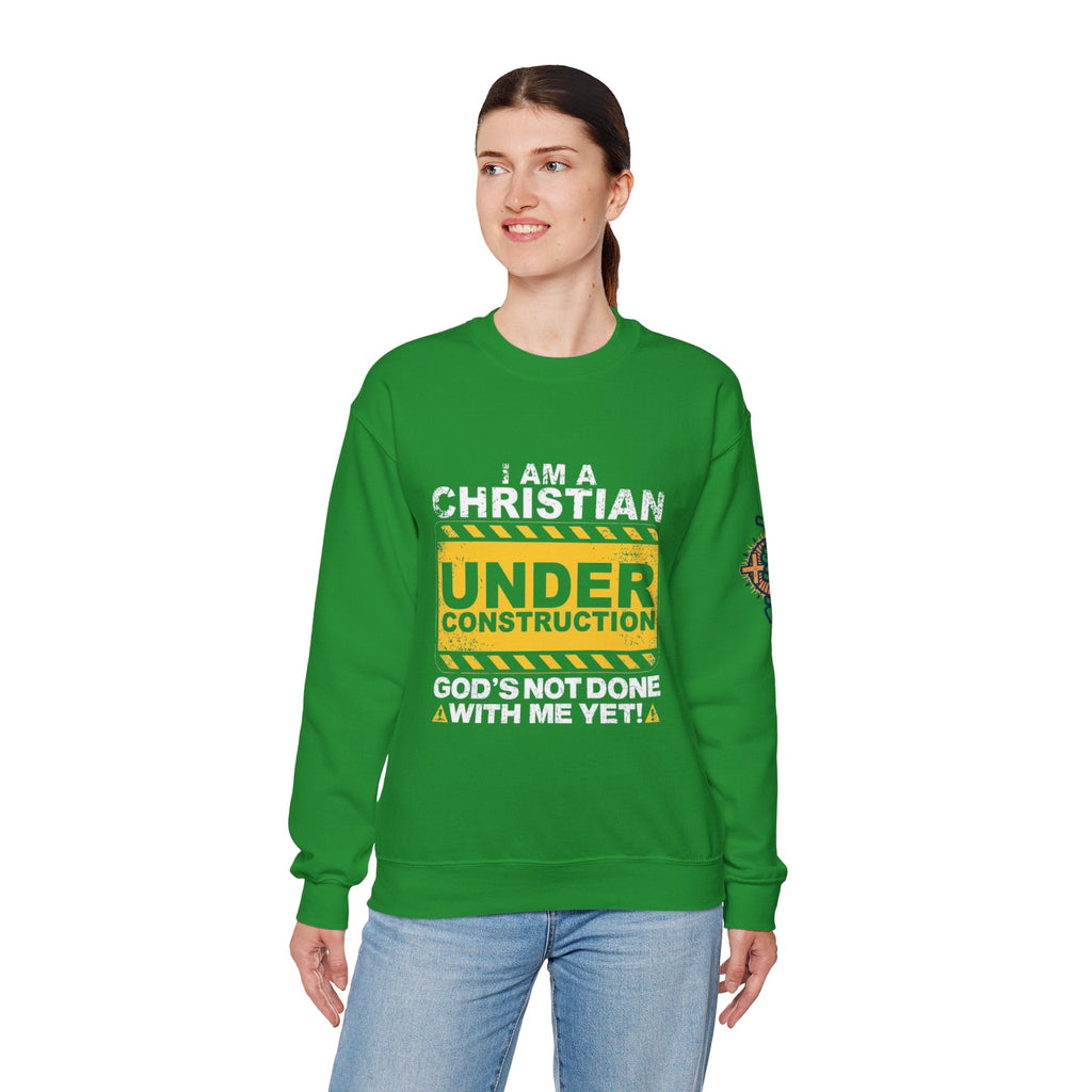 Christian Under Construction Sweatshirt | God Is Not Done With Me Yet Sweatshirt Printify