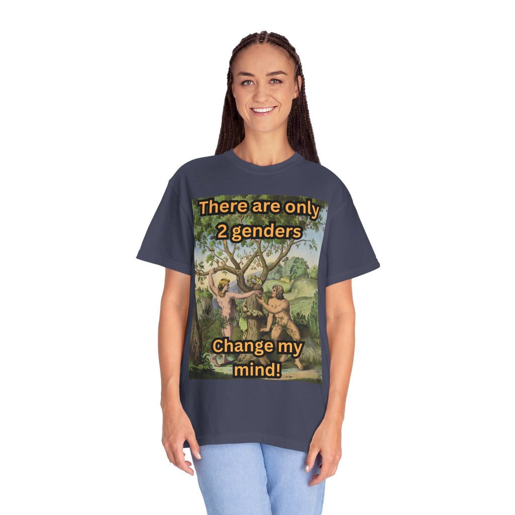 There Are Only 2 Genders T-Shirt – Adam & Eve Cross Christian Tee for Bold Faith Printify