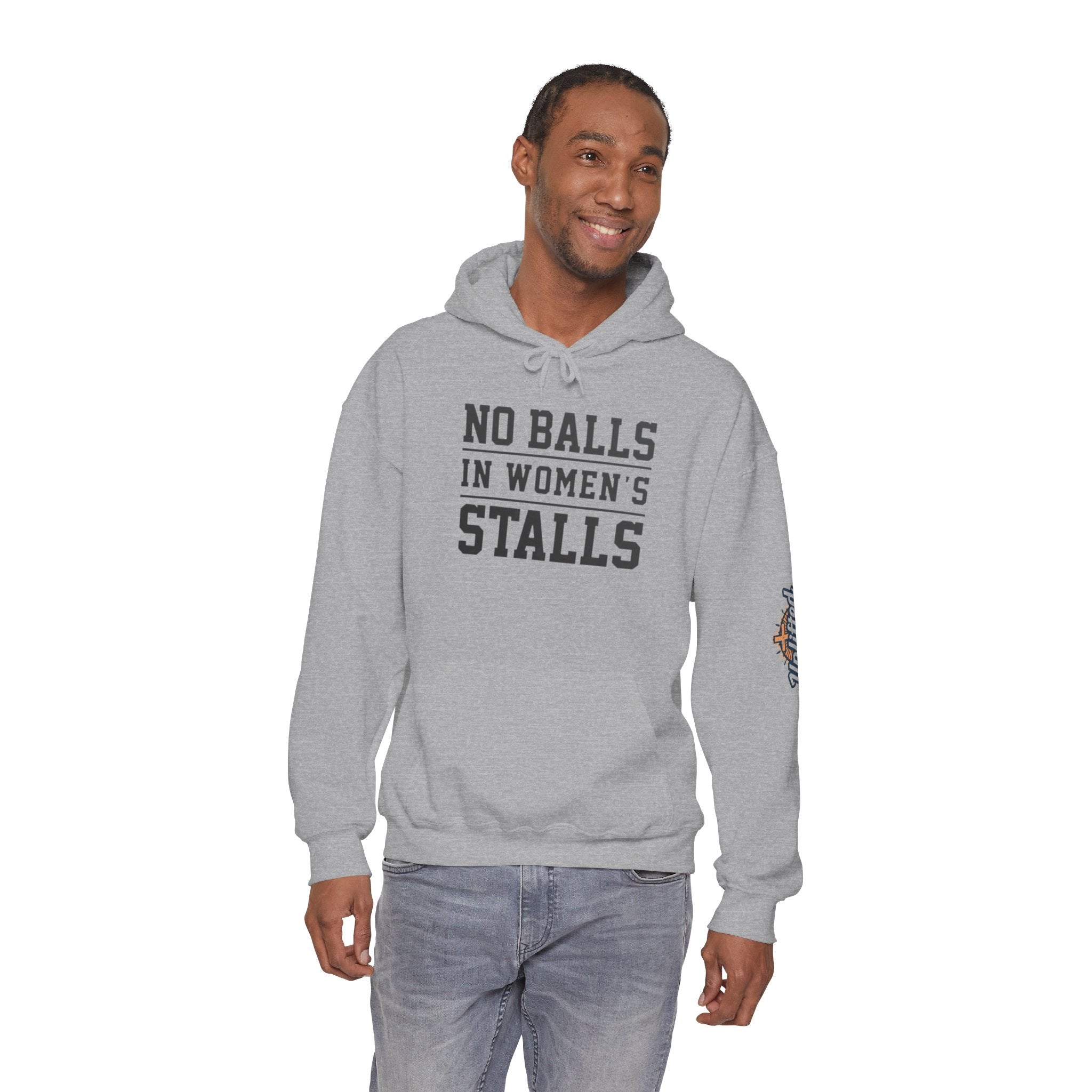 "No Balls in Women's Stalls" Statement Hoodie — Protest Sweatshirt Printify