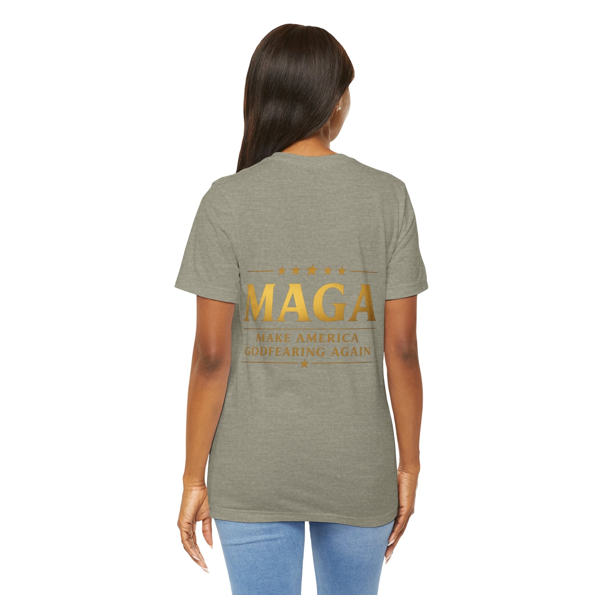 MAGA Gold Letter T-Shirt — "Make America Great Again" Printify