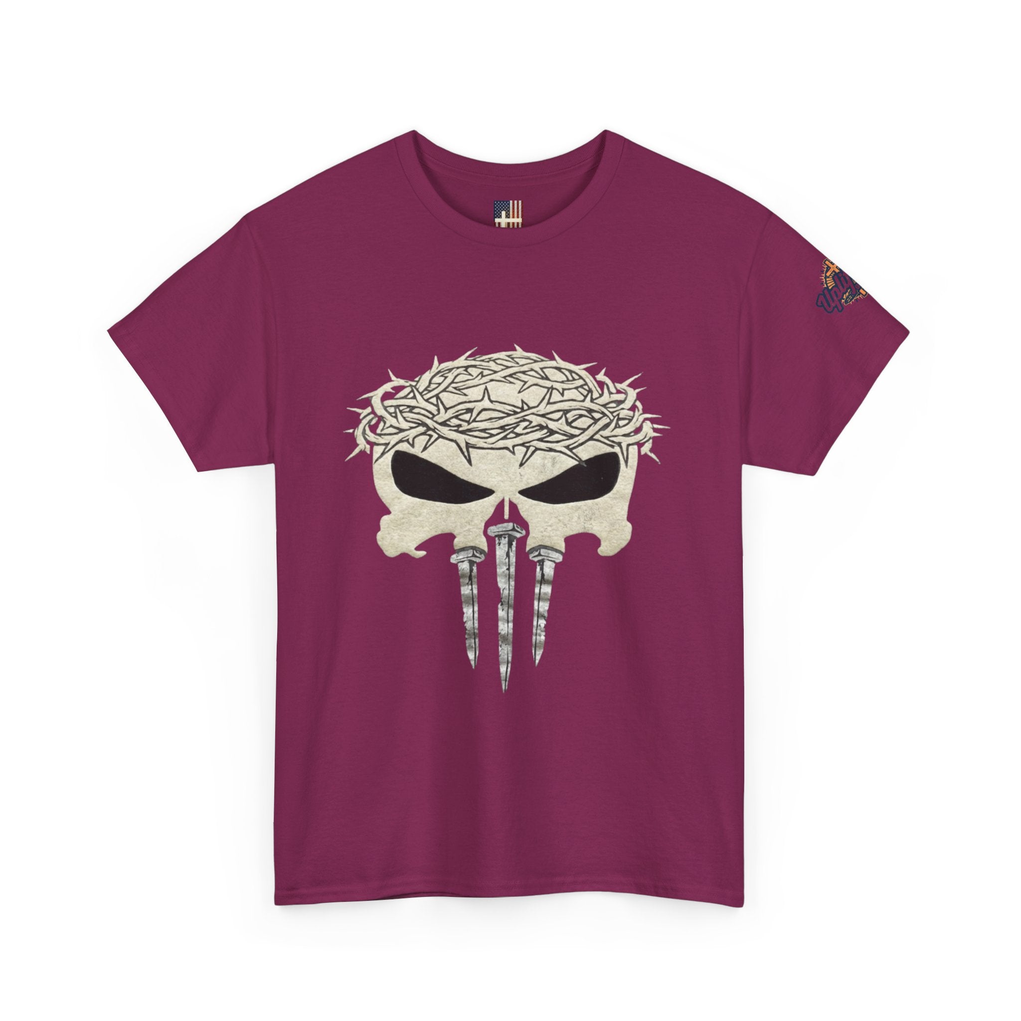 Christian Skull T-shirt - Crown of Thorns & Nails - Warrior Faith T-shirt Printify