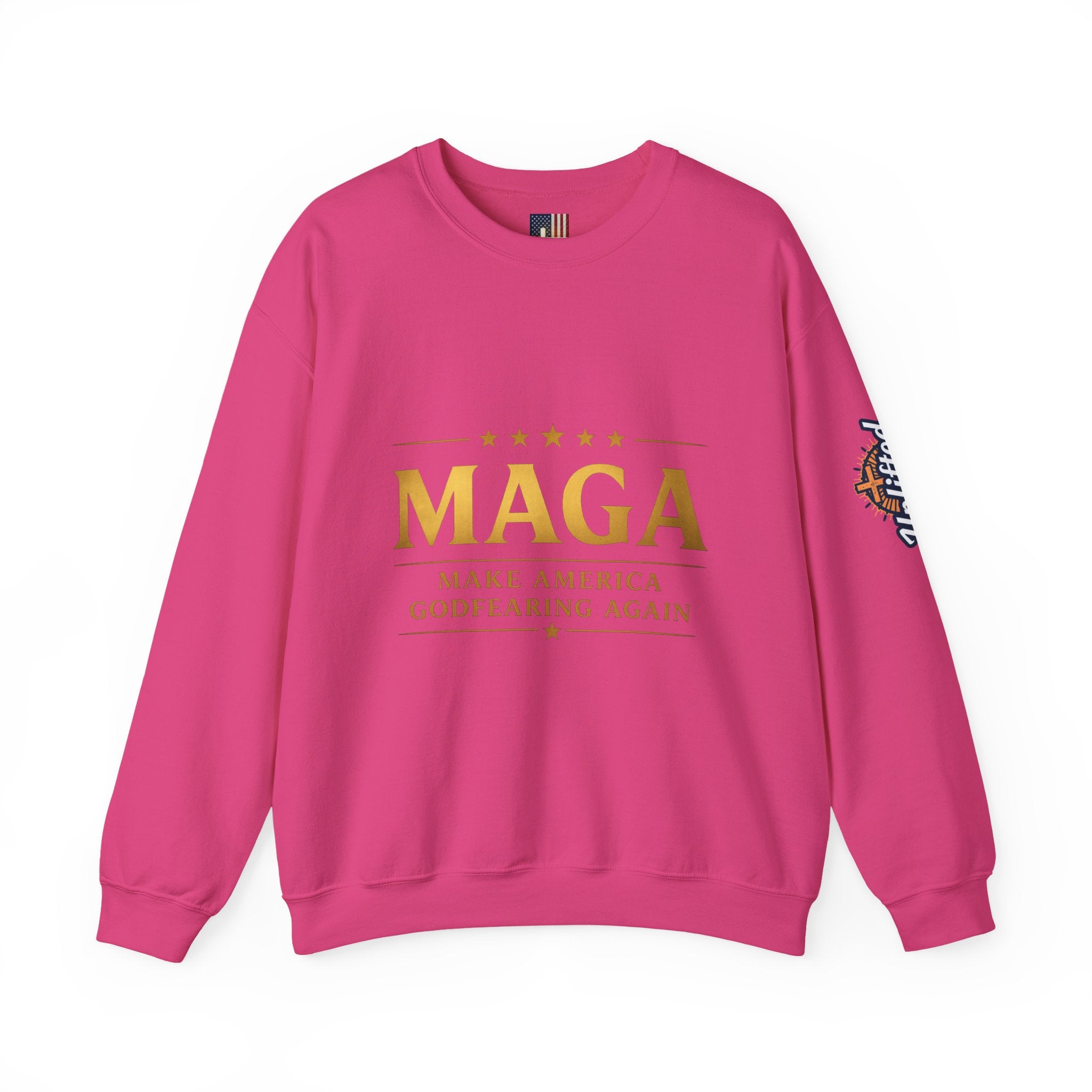 Sweatshirt — "MAGA Make America Godfearing Again" Gold Logo Crewneck Printify