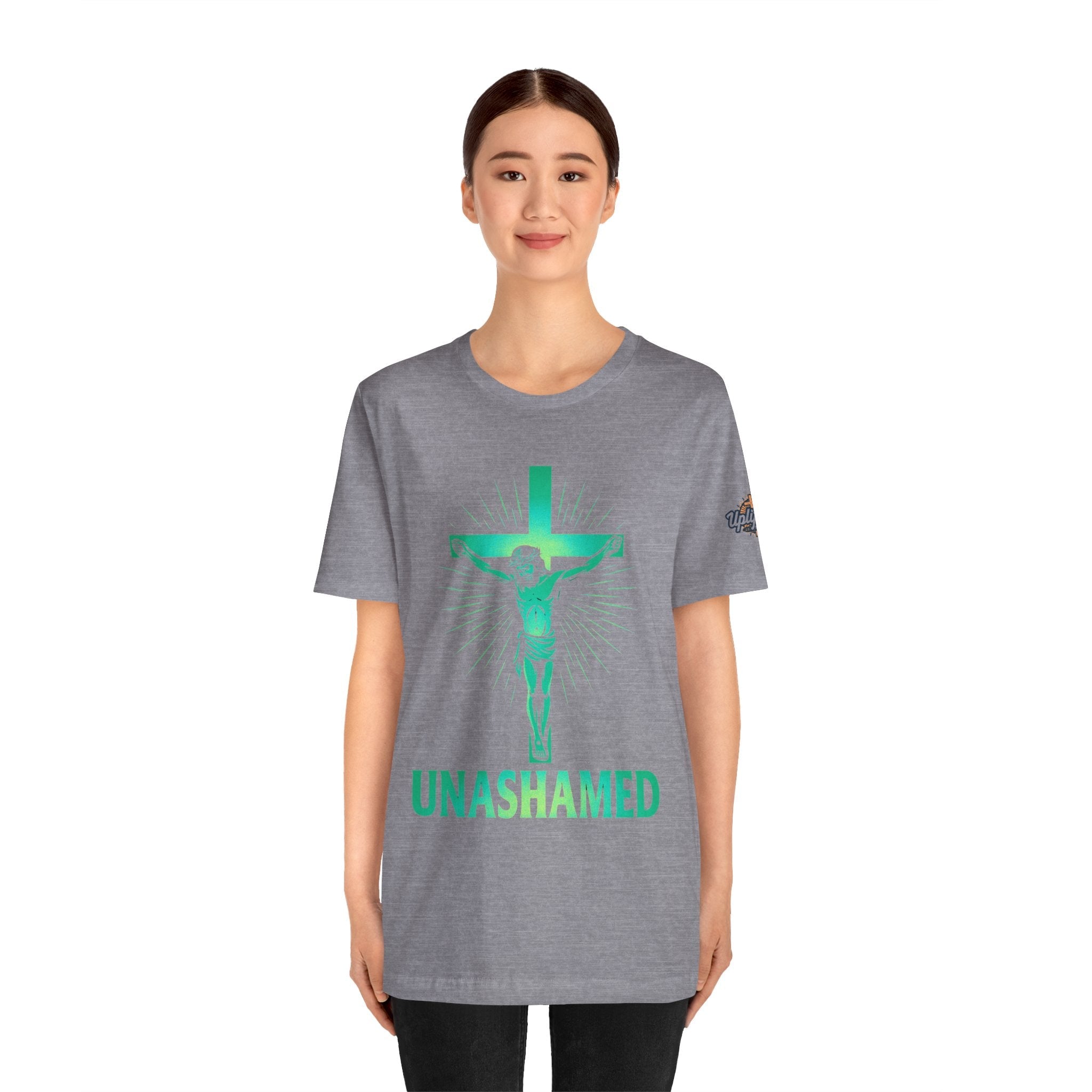 Unashamed T-shirt – Romans 1:16 Crucifixion Christian t-shirt for Bold Unwavering Faith Printify
