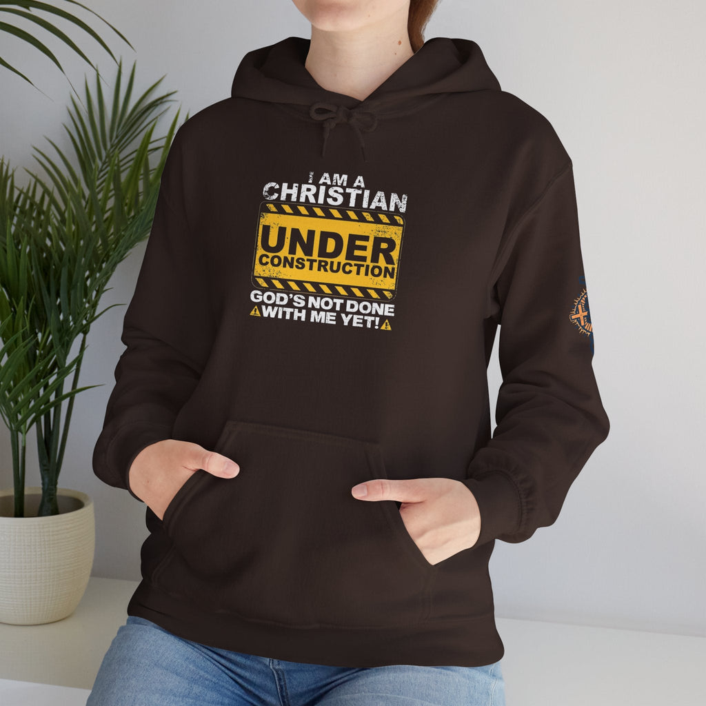 Christian Under Construction Hoodie | God Is Not Done With Me Yet Hoodie Printify