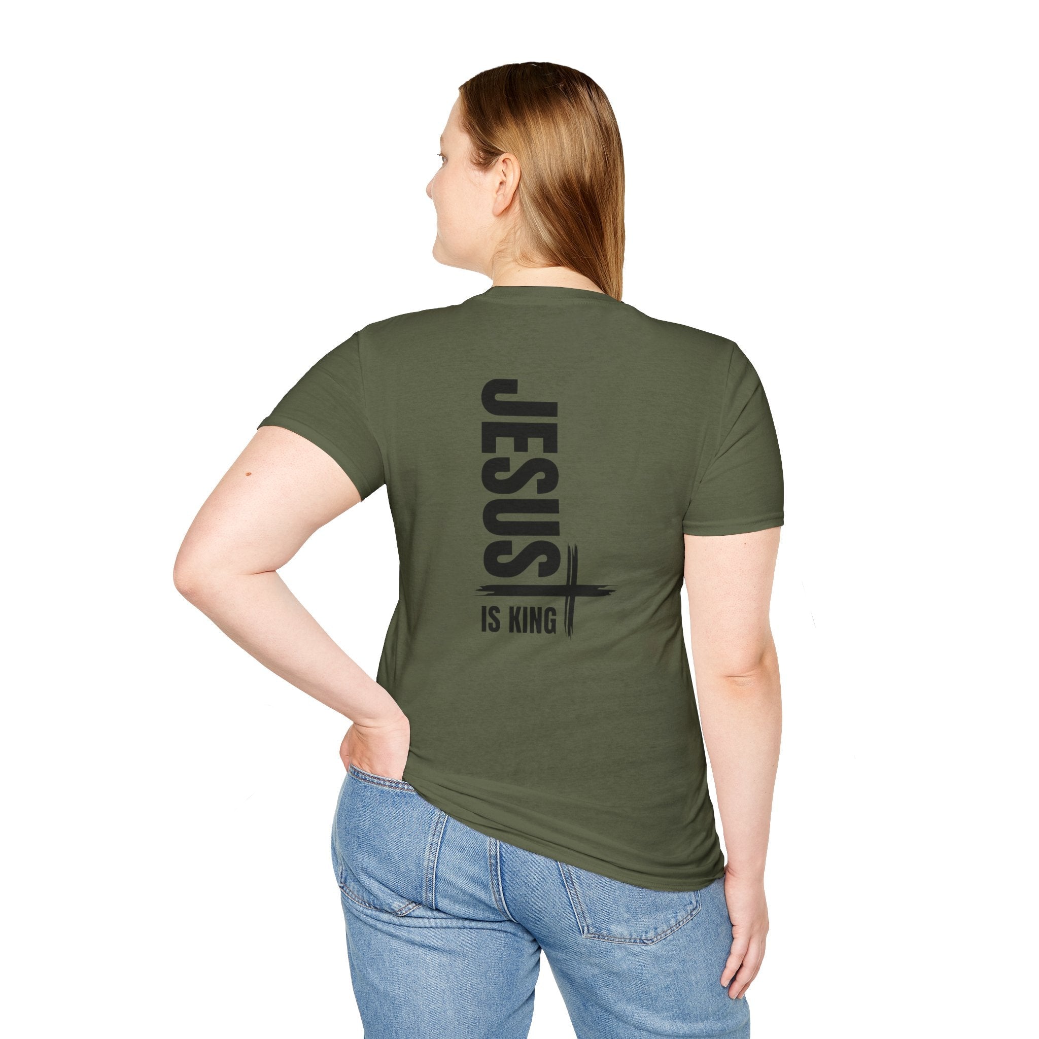 Jesus Is King T-shirt | Modern Typographic Cross Christian T-shirt Printify