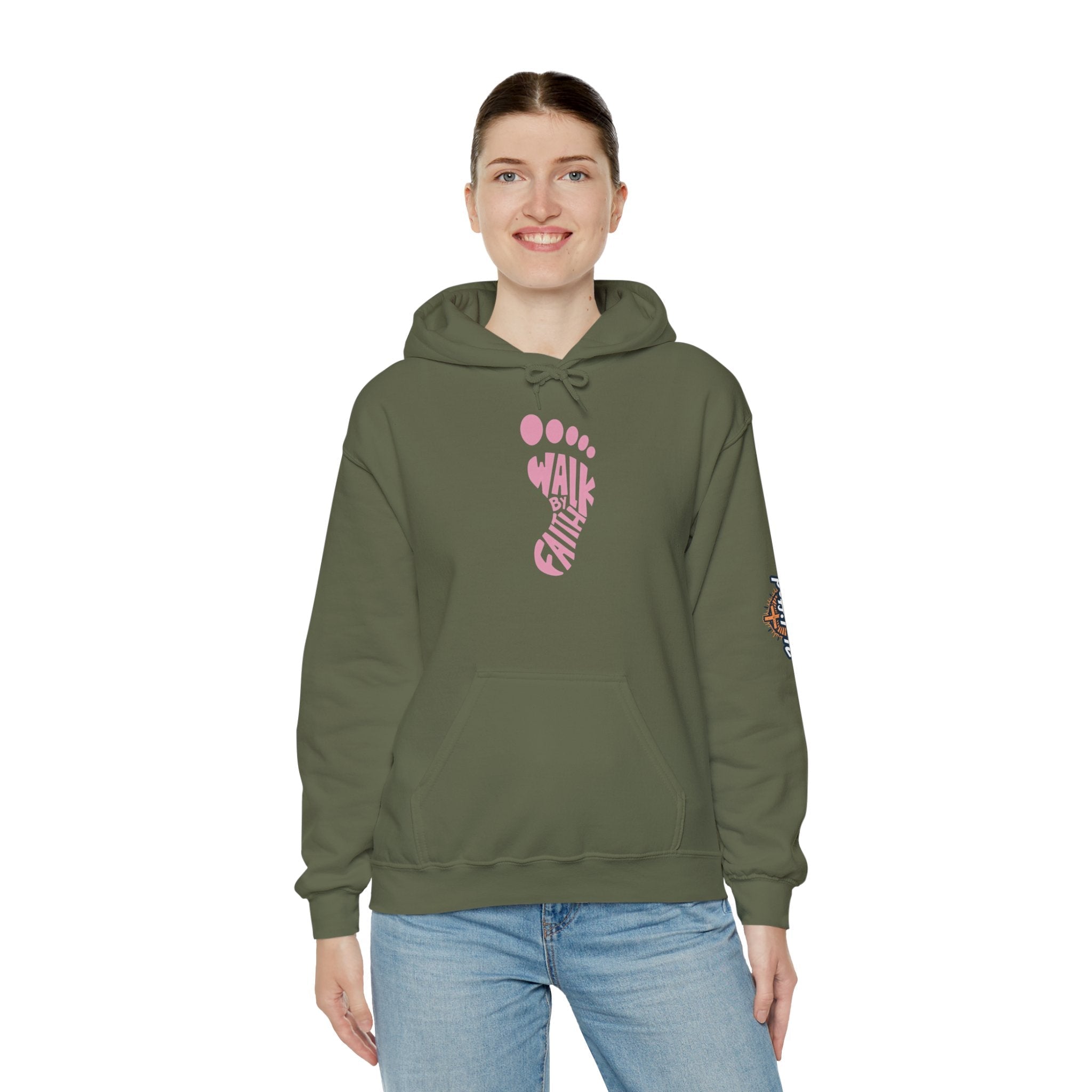 Walk By Faith Footprint Hoodie Printify