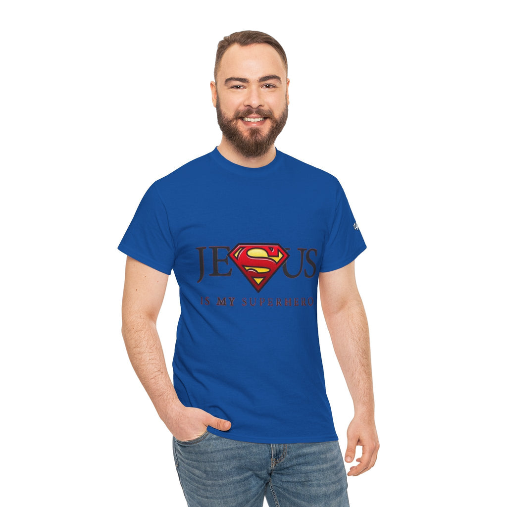 Jesus Is My Superhero T-Shirt — Faith-Based Superman-Inspired Tee Printify