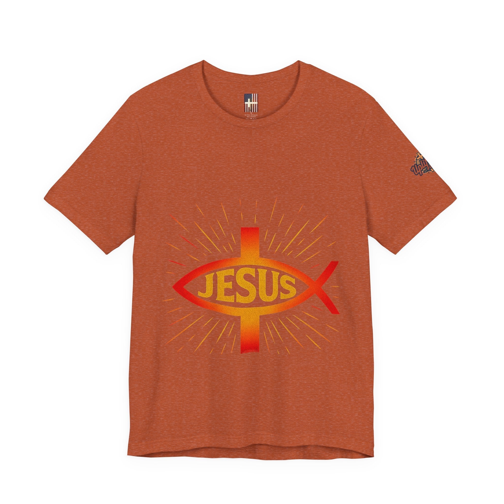 Jesus Ichthys T-shirt – Christian Fish Symbol with Cross & Jesus Inscription T-shirt for Eternal Faith & Streetwear Printify