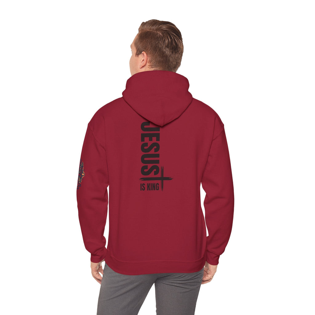 Jesus Is King Hoodie | Modern Typographic Cross Christian Hoodie Printify
