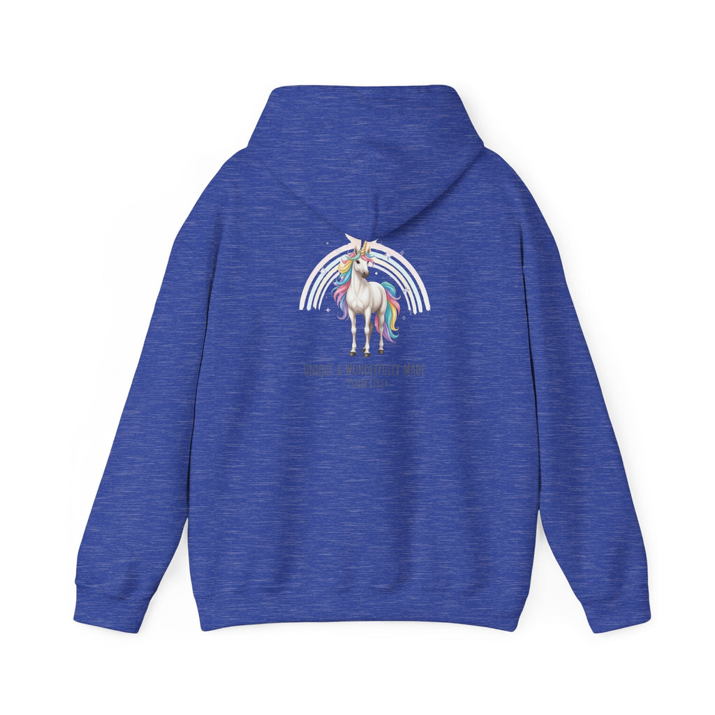 Unique Unicorn Hoodie – Rainbow Cross Psalm 139:14 Christian Hoodie for Wonderfully Made Printify