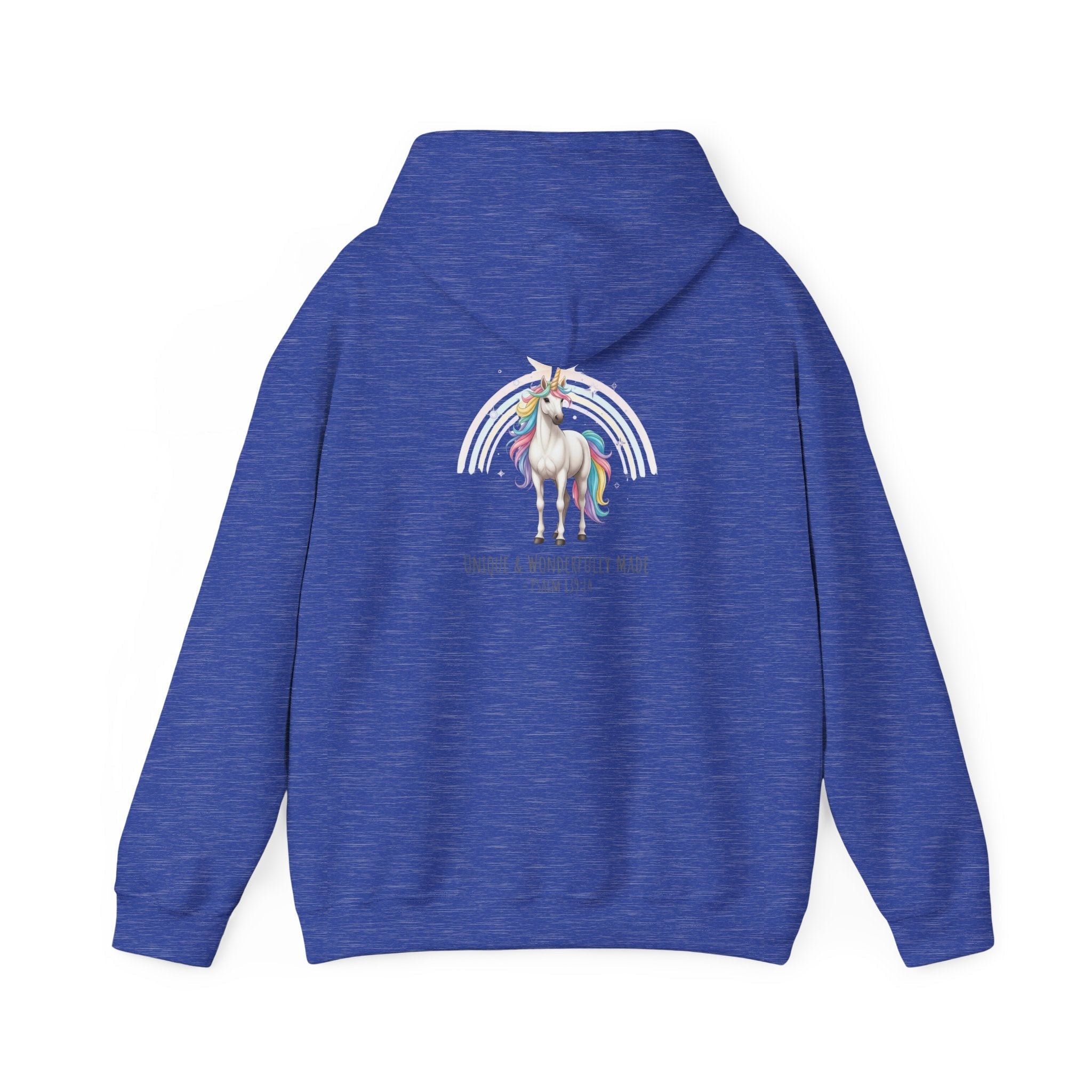 Unique Unicorn Hoodie – Rainbow Cross Psalm 139:14 Christian Hoodie for Wonderfully Made Printify