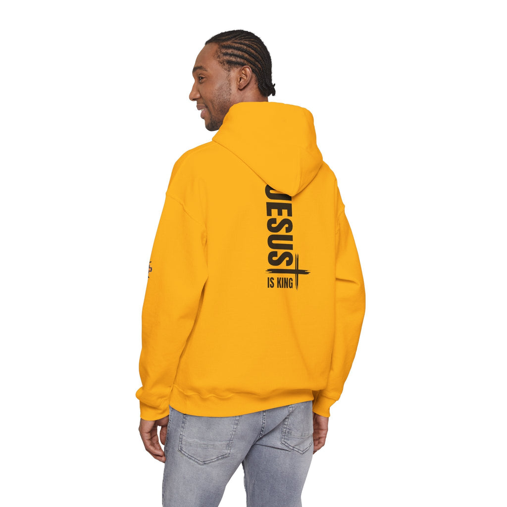 Jesus Is King Hoodie | Modern Typographic Cross Christian Hoodie Printify