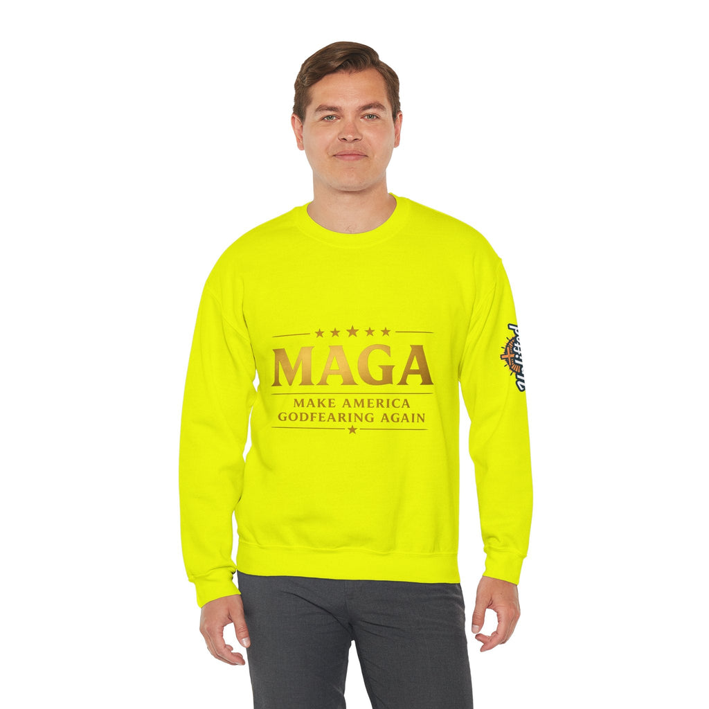 Sweatshirt — "MAGA Make America Godfearing Again" Gold Logo Crewneck Printify