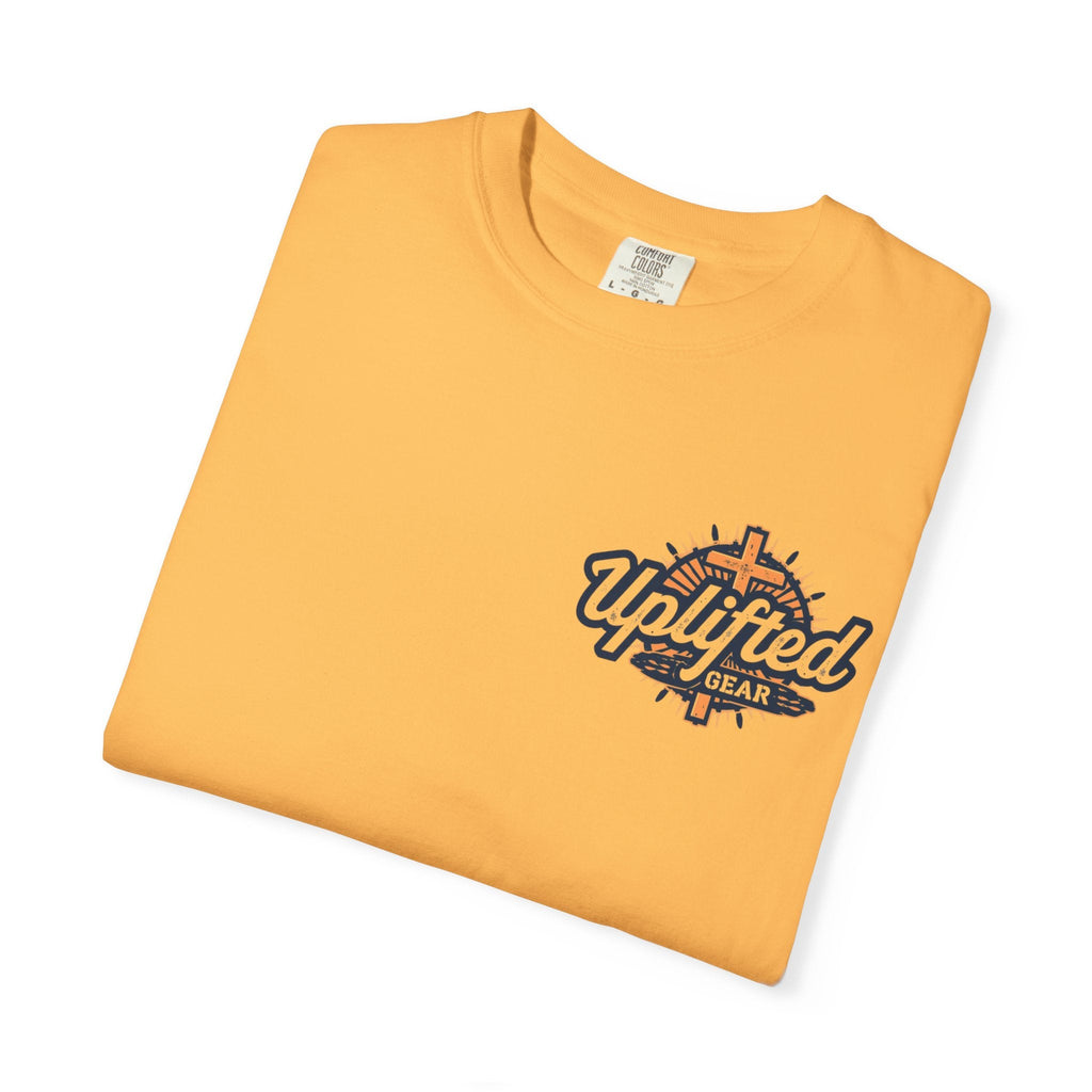 ✨ Chosen. Loved. Redeemed. – Elegant Christian T-Shirt | Gold Foil Faith Tee | Subtle Cross & Heart Design | Inspirational Bible Verse Apparel by Uplifted Gear Printify