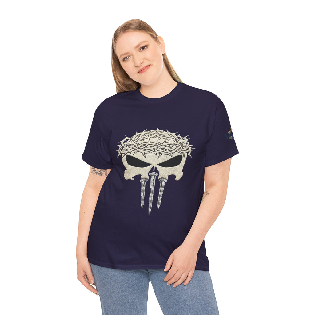 Christian Skull T-shirt - Crown of Thorns & Nails - Warrior Faith T-shirt Printify