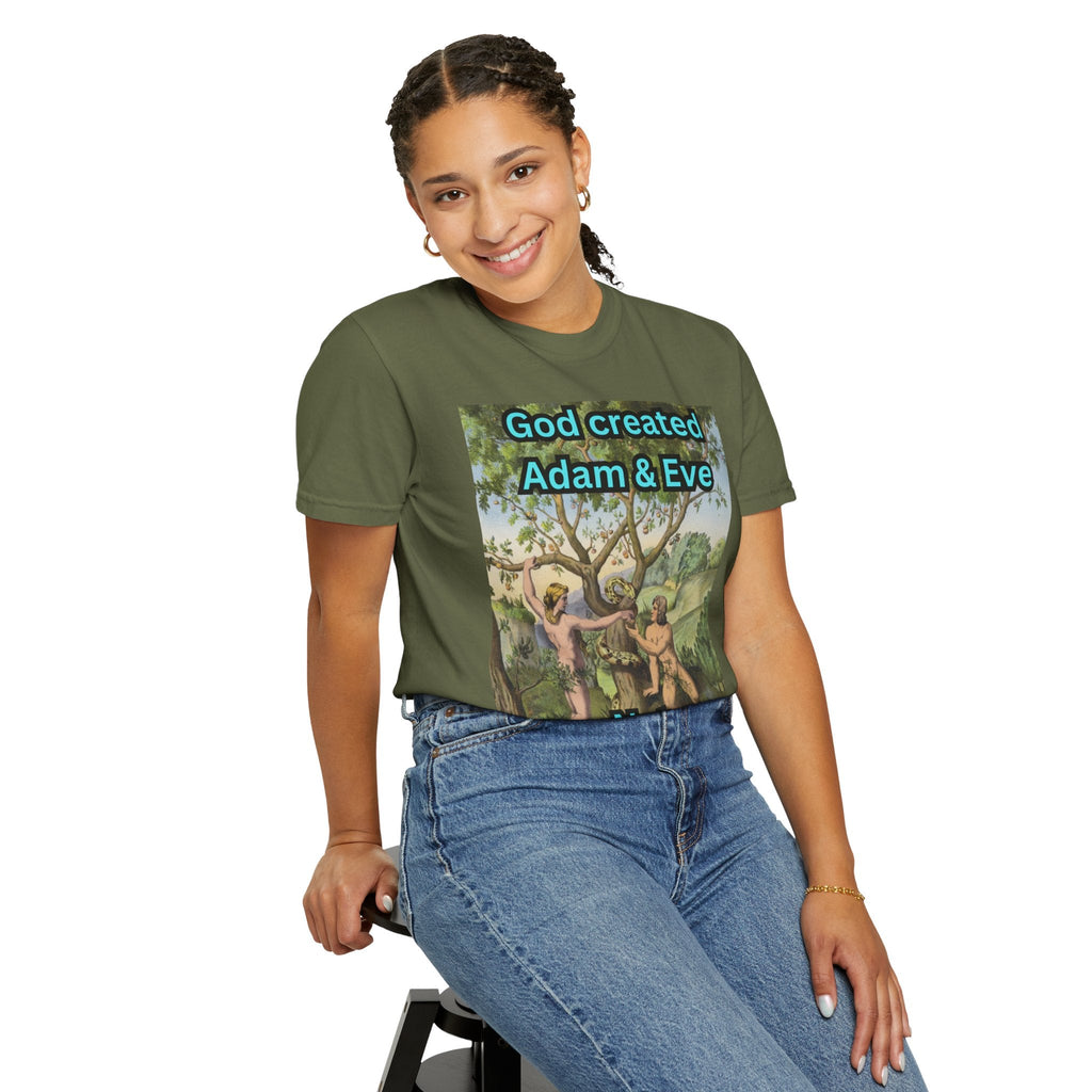 God Created Adam and Eve T-Shirt – Biblical Truth Christian Tee for Bold Faith Printify