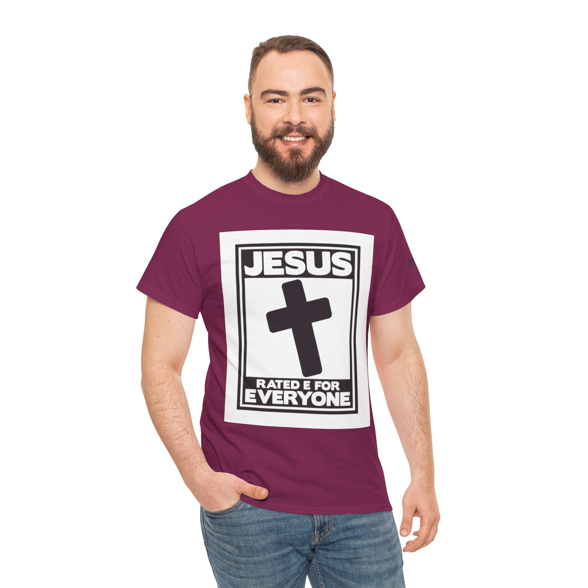 Jesus, Rated E for Everyone T-shirt - Gamer Faith T-shirt - Christian Video Game Parody Printify