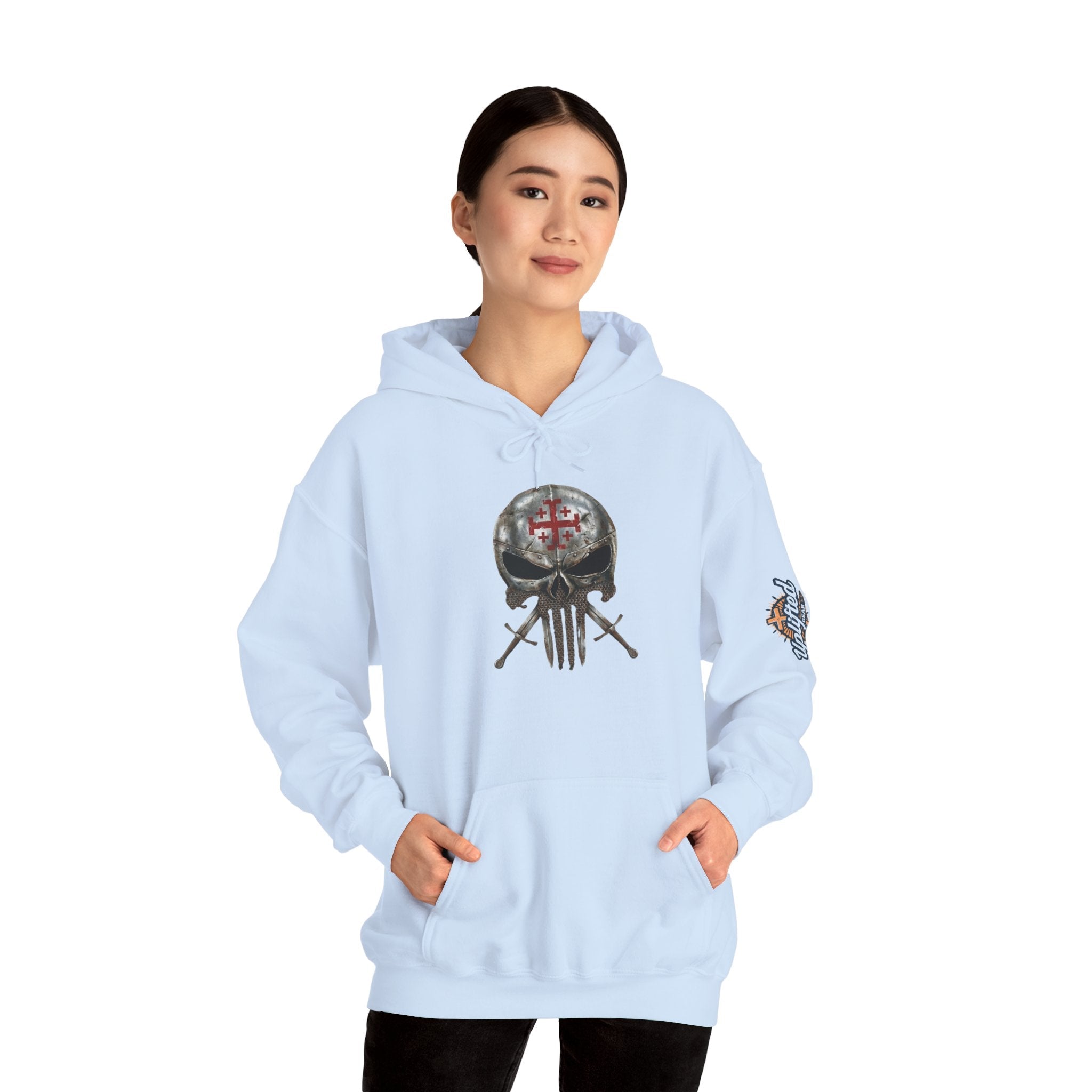 Crusader Knight Christian Skull Hoodie - Warrior Armor of God Hoodie Printify