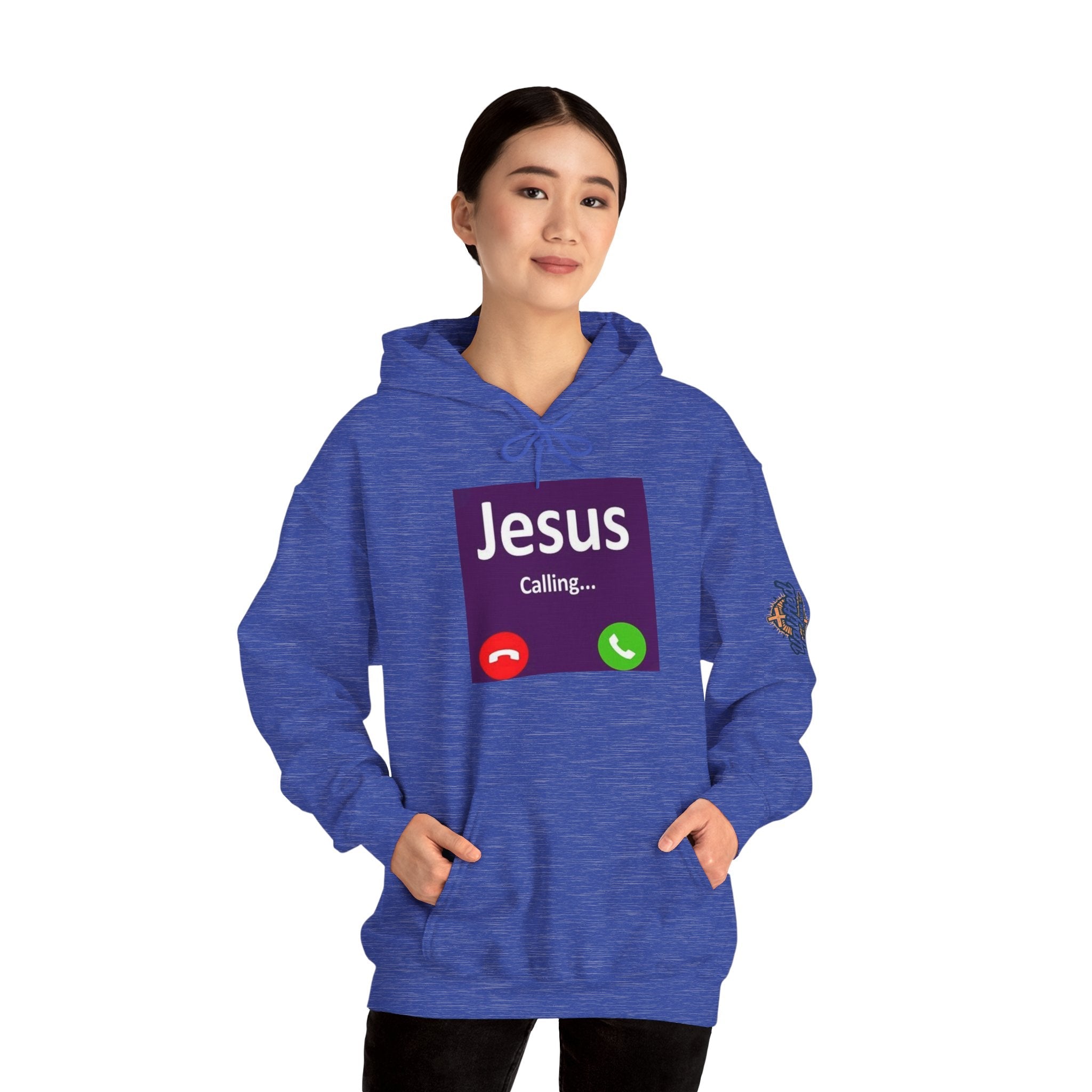 Jesus Calling Hoodie – Funny Cell Phone Screen Christian Sweatshirt for Divine Connection & Faith Humor Printify