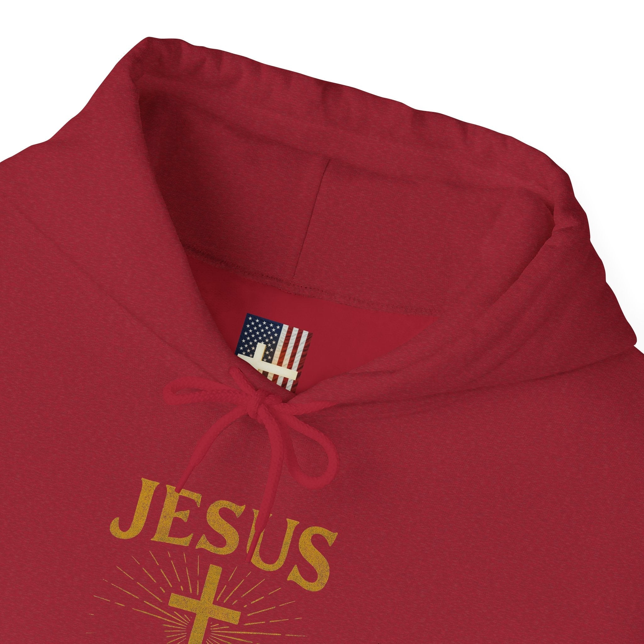 Jesus Saves Hoodie – Radiant Cross & Rays of Light Christian Sweatshirt for Eternal Hope & Faith Printify