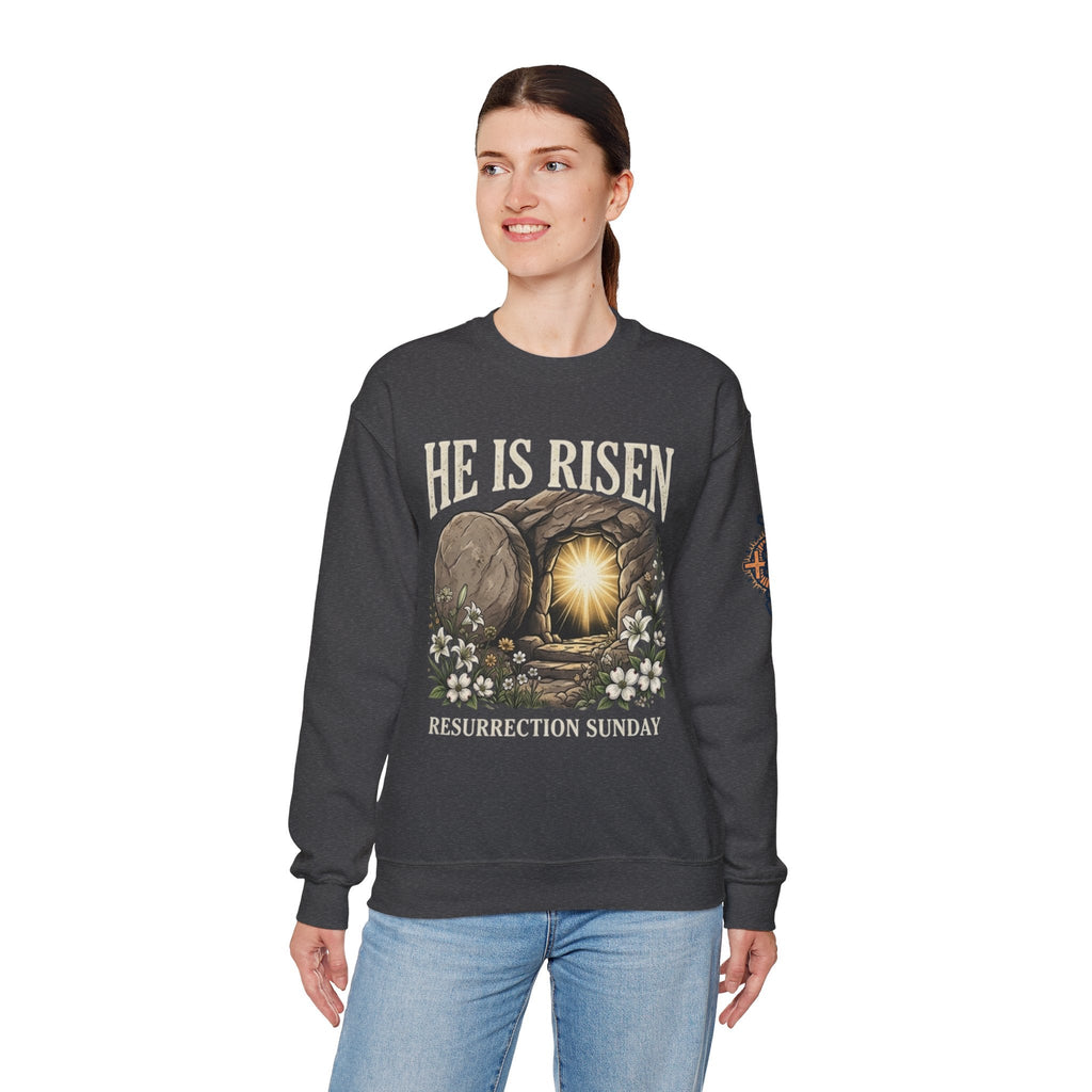 He Is Risen Sweatshirt — Jesus Christ Resurrection Easter Sweatshirt Printify