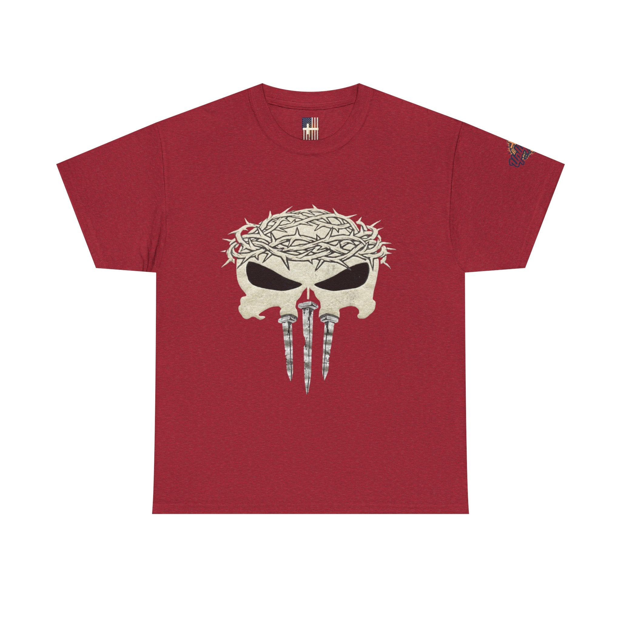 Christian Skull T-shirt - Crown of Thorns & Nails - Warrior Faith T-shirt Printify