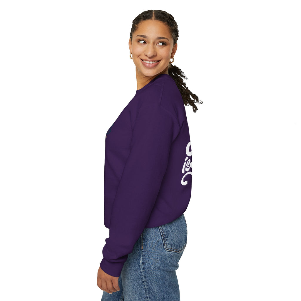 Jesus is King Sweatshirt – Bold Crown & Cross Christian Hoodie for Eternal Faith & Comfort Printify