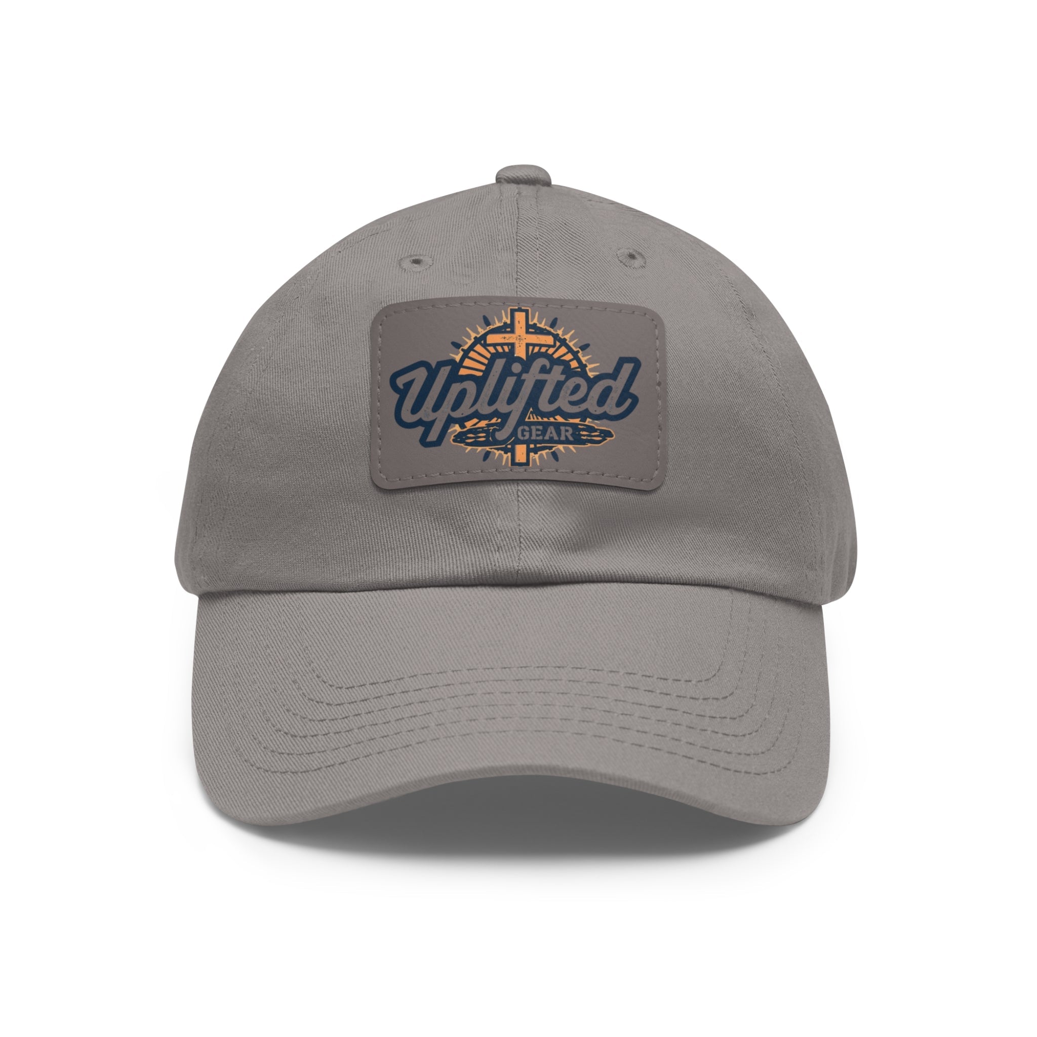 Uplifted Gear Leather Patch Dad Hat — Vintage Aviation Logo Cap Printify