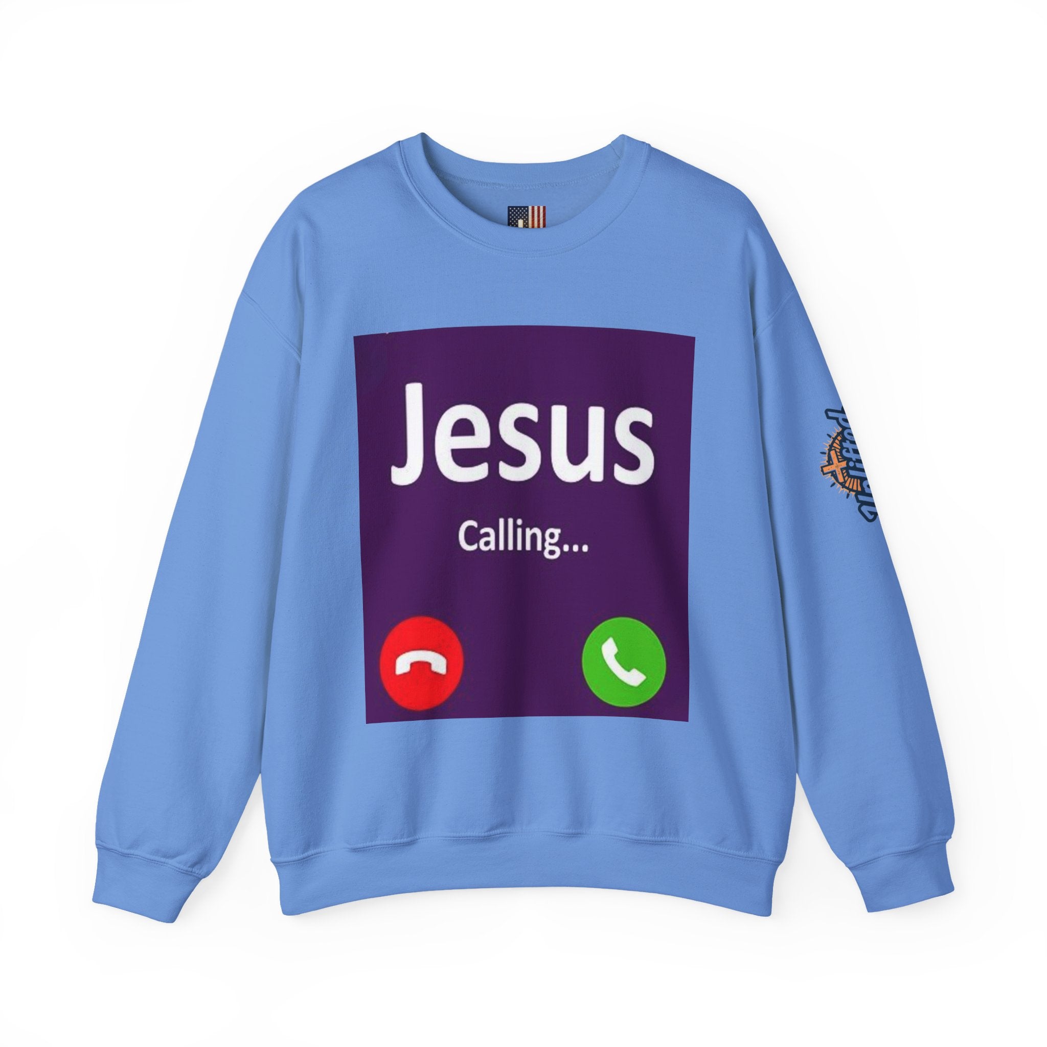 Jesus Calling Sweatshirt – Funny Cell Phone Screen Christian Sweatshirt for Divine Connection & Faith Humor Printify