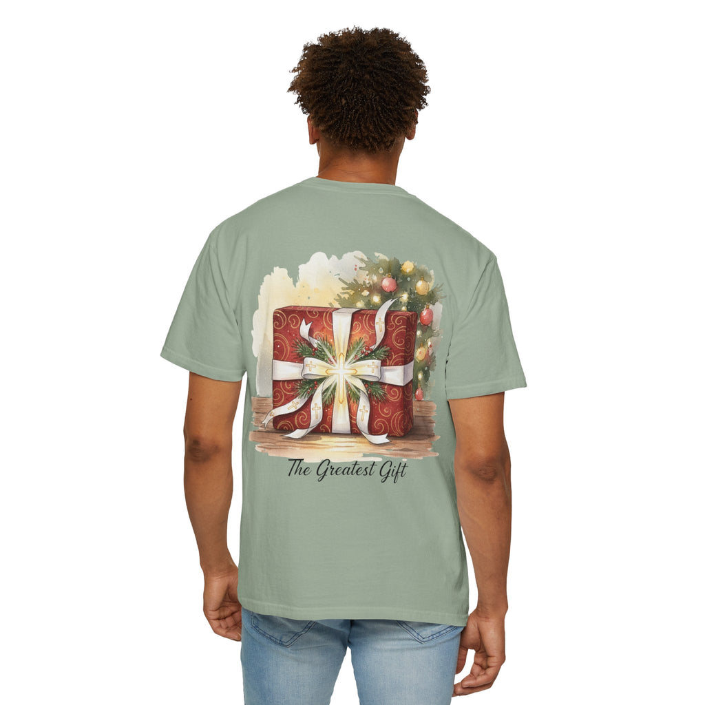The Greatest Gift T-shirt – Cross Bow Present Christian T-shirt for Christmas Salvation & Eternal Faith Printify