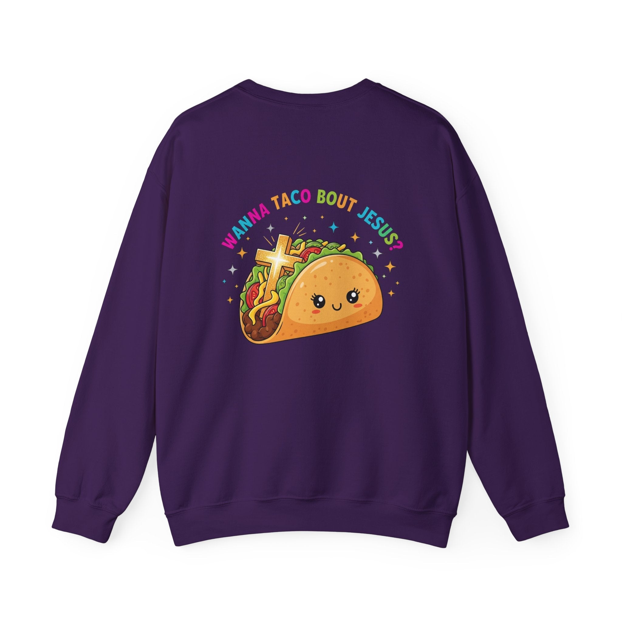 Wanna Taco 'Bout Jesus Sweatshirt – Cozy Christian Pun Sweatshirt for Faith & Fun Printify