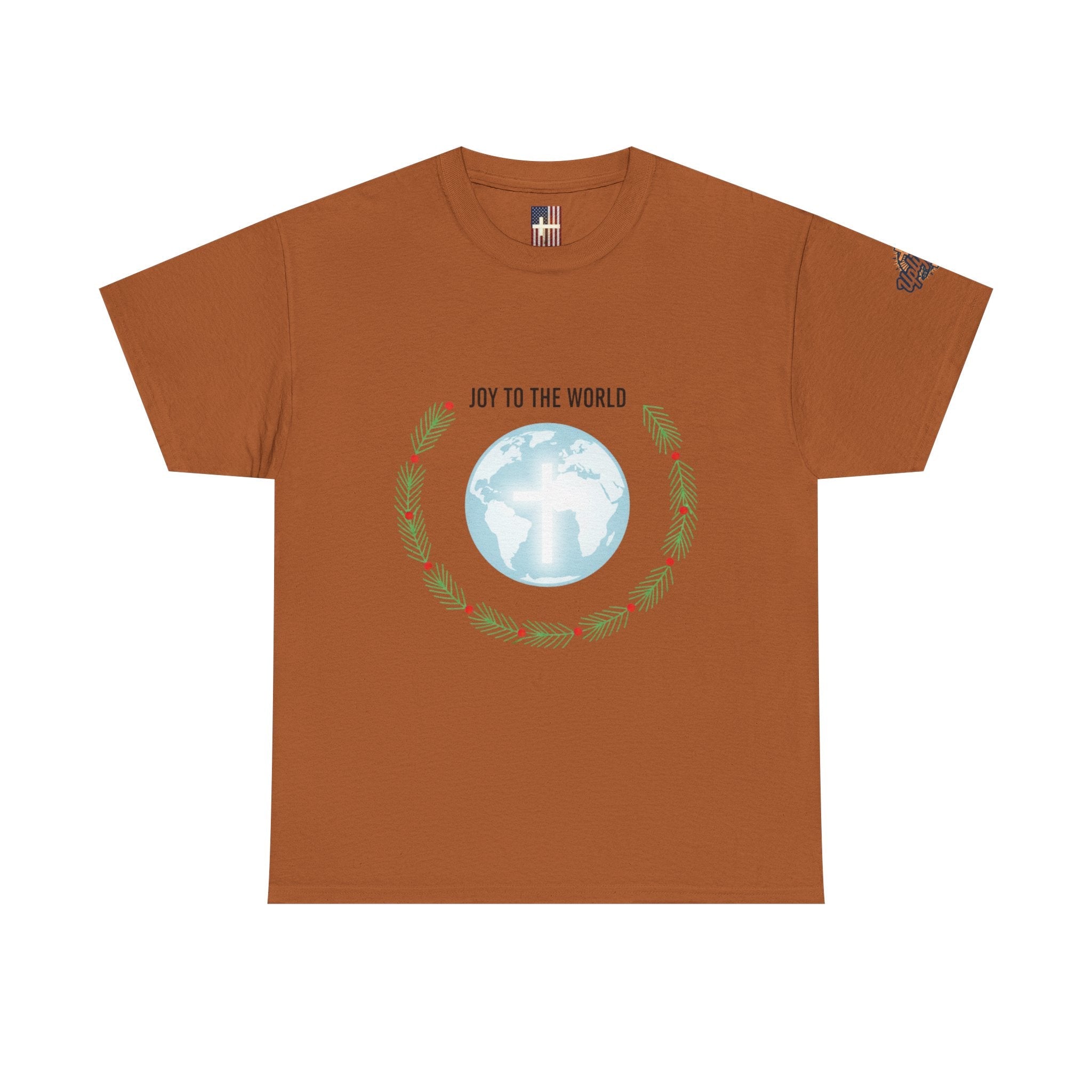 Joy to the World T-shirt – Wreath Earth Nativity Christian Christmas T-shirt for Isaiah 9:6 Holiday Faith & Festive Joy Printify