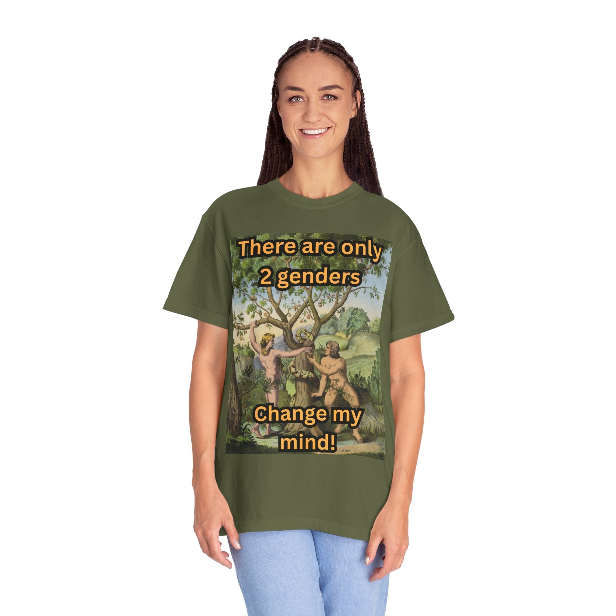There Are Only 2 Genders T-Shirt – Adam & Eve Cross Christian Tee for Bold Faith Printify