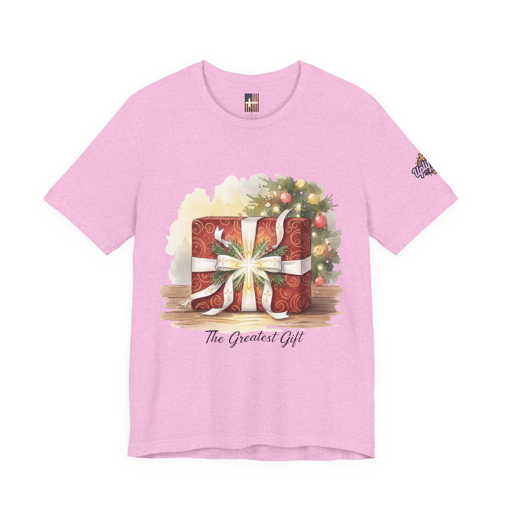 The Greatest Gift T-shirt – Cross Bow Present Christian T-shirt for Christmas Salvation & Eternal Faith Printify